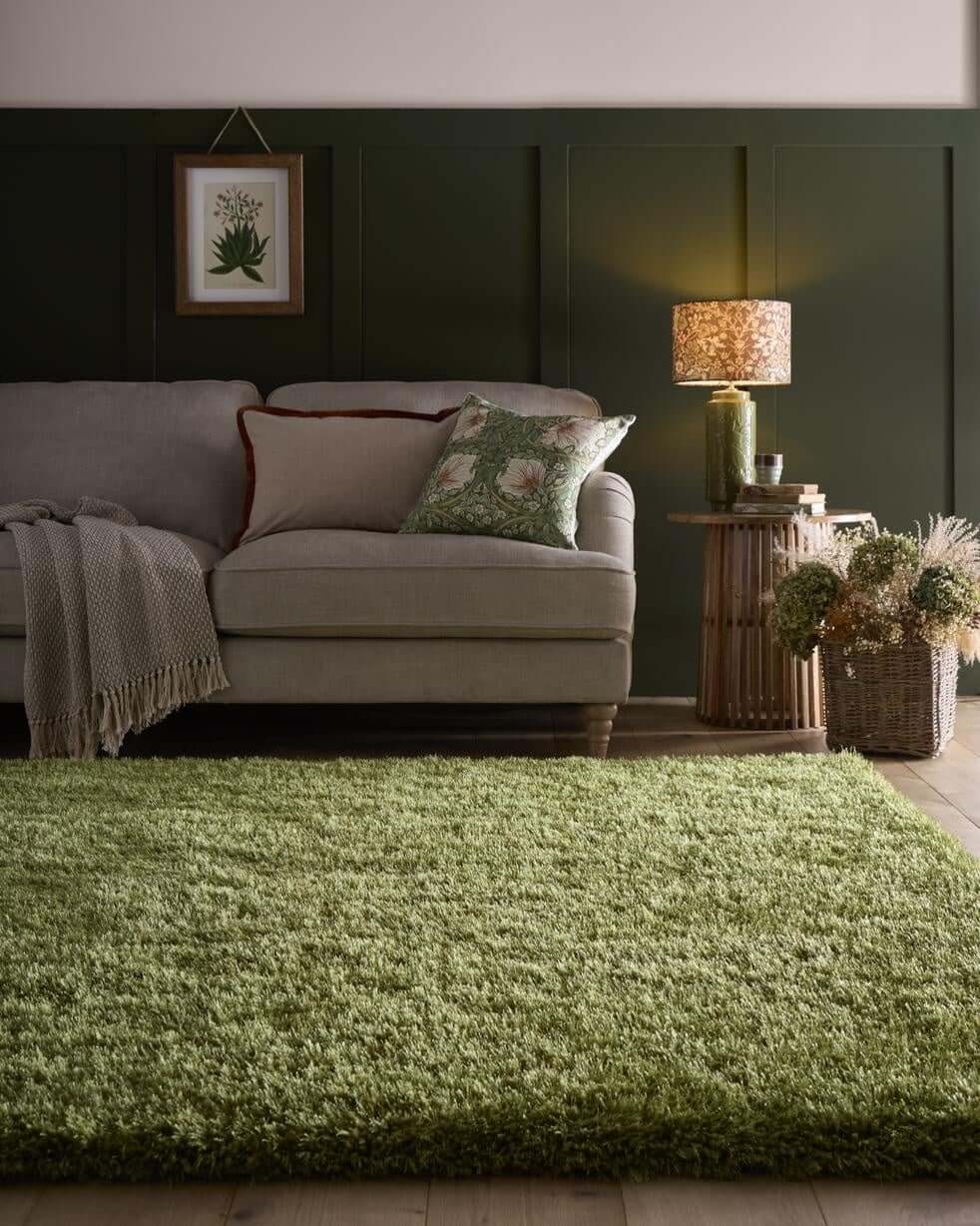 Chicago Olive Green Shaggy Rug - PN Home