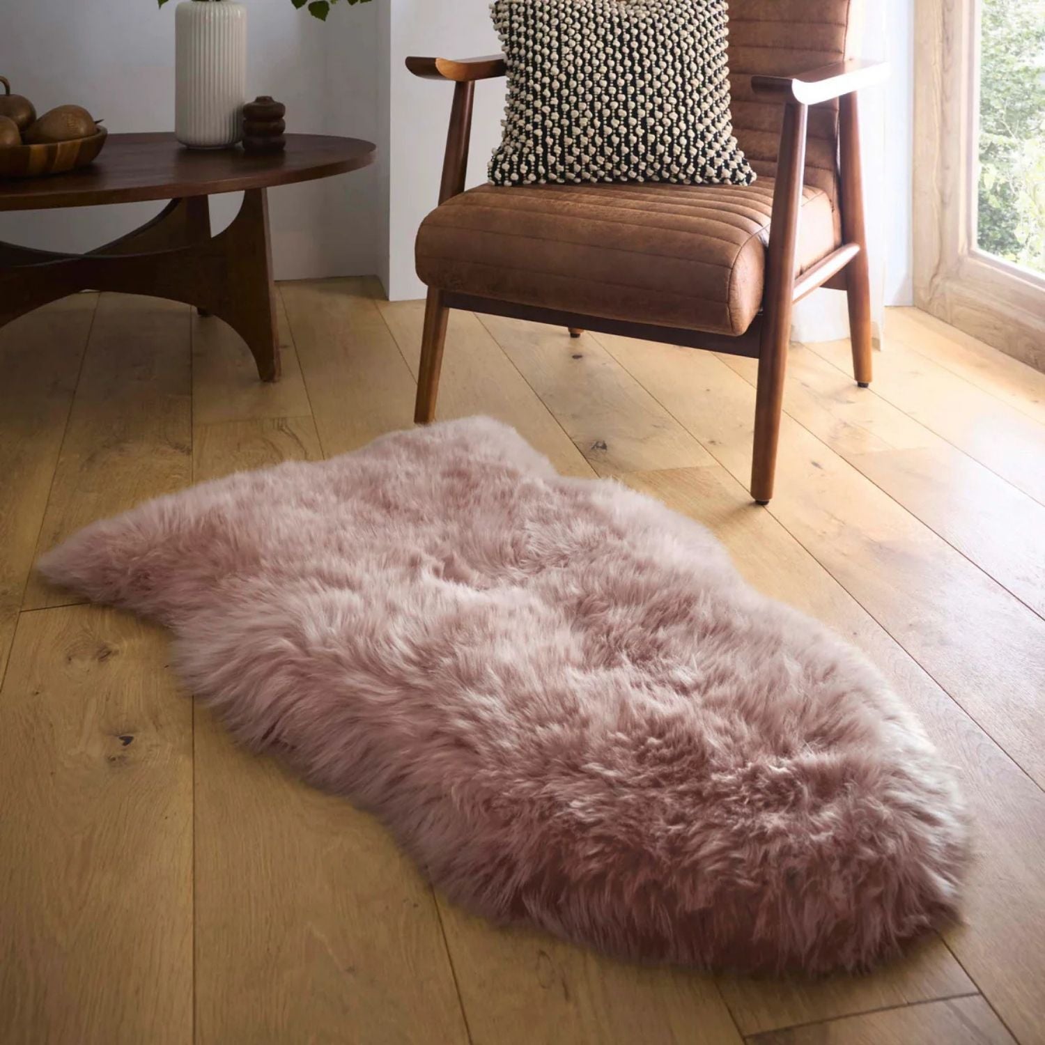 Genuine Rose Sheepskin Faux Fur Rug - PN Home
