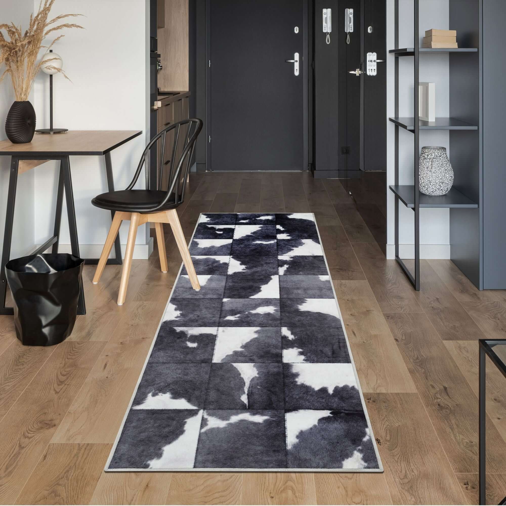 Faux Hides Rug Black and White - PN Home