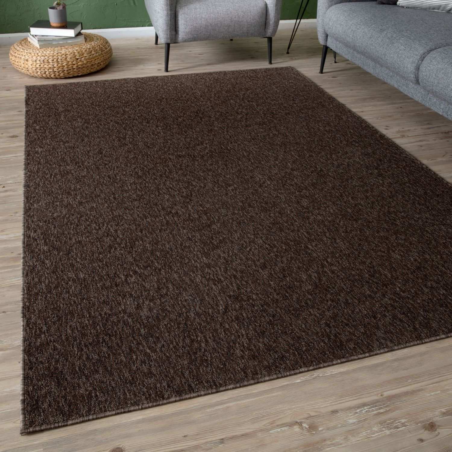 Flex Brown Low Pile Solid Rug - PN Home