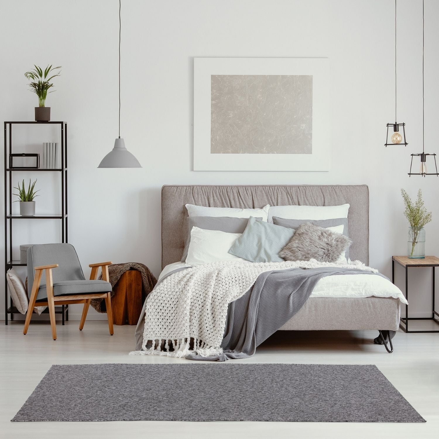 Flex Grey Low Pile Solid Rug - PN Home