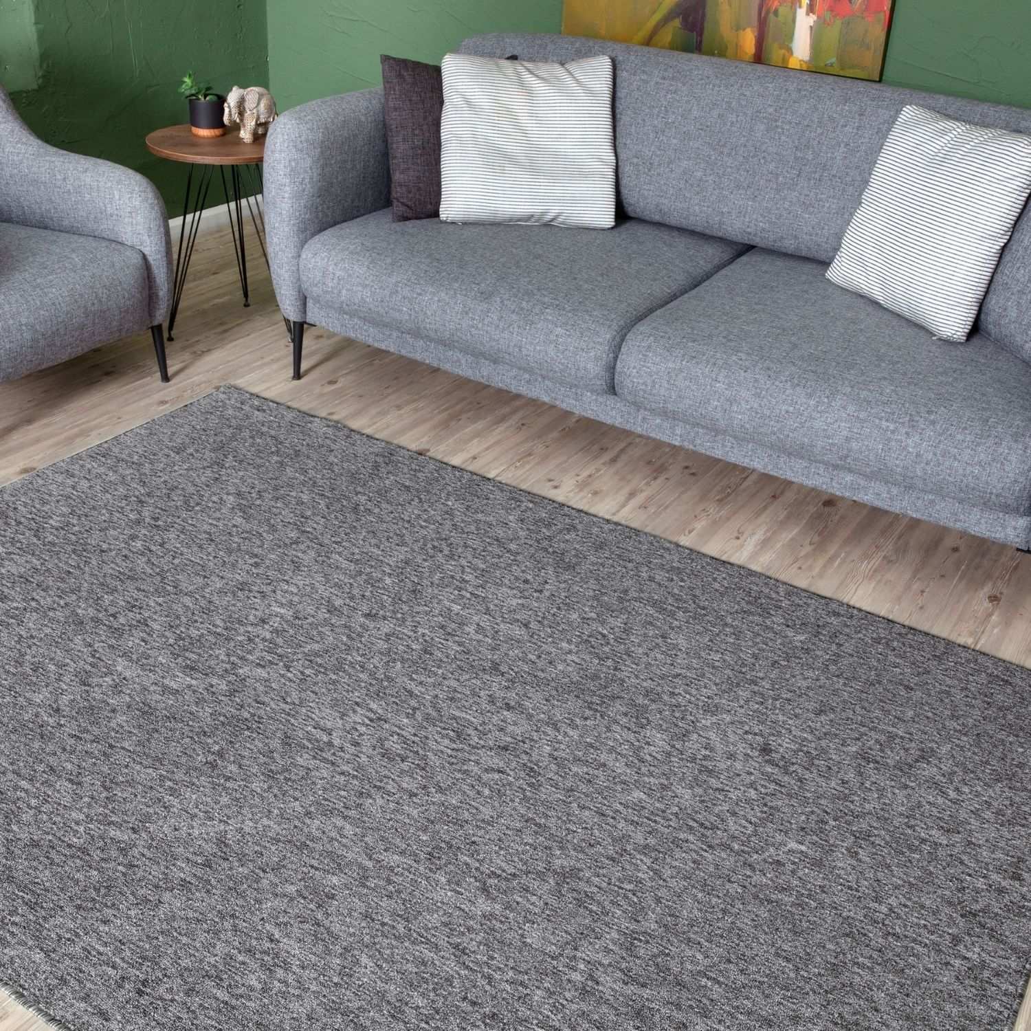 Flex Grey Low Pile Solid Rug - PN Home