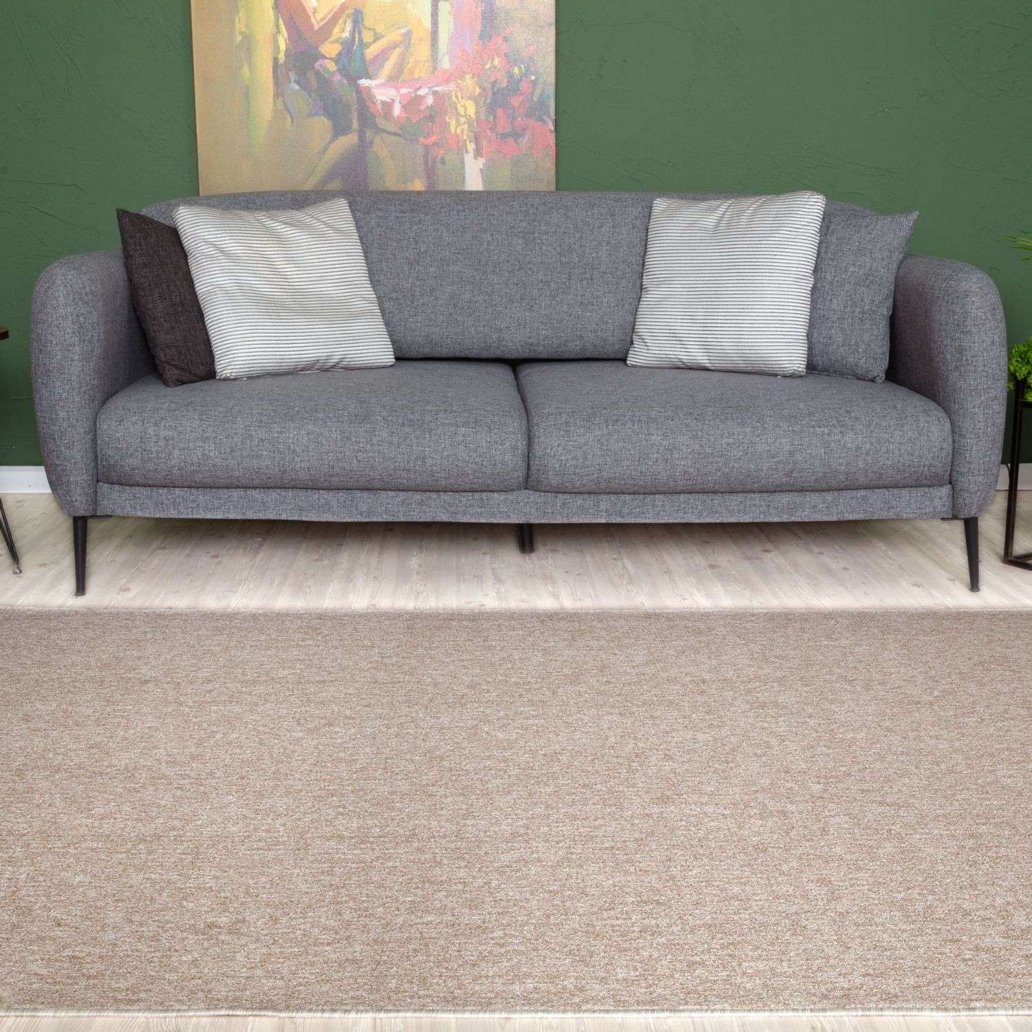 Flex Beige Low Pile Solid Rug - PN Home