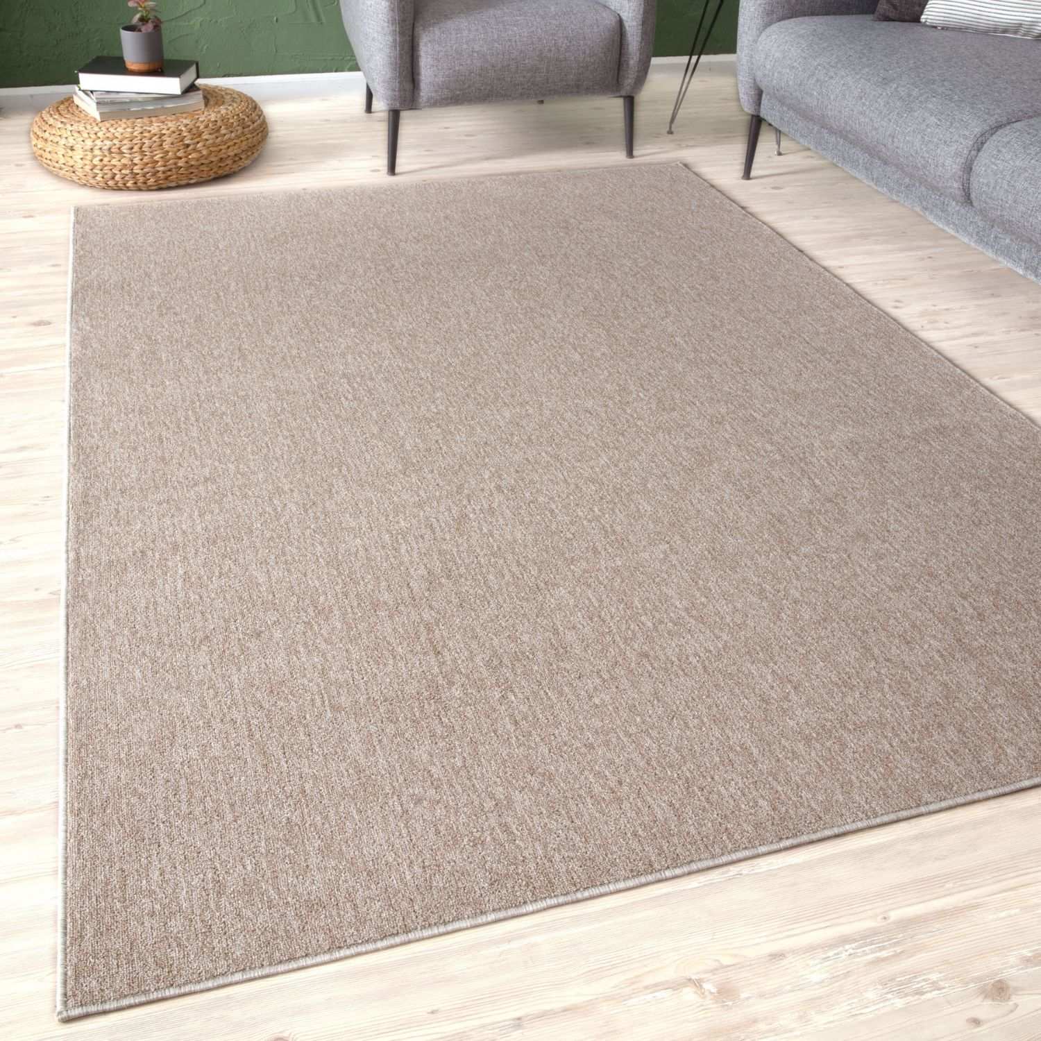 Flex Beige Low Pile Solid Rug - PN Home