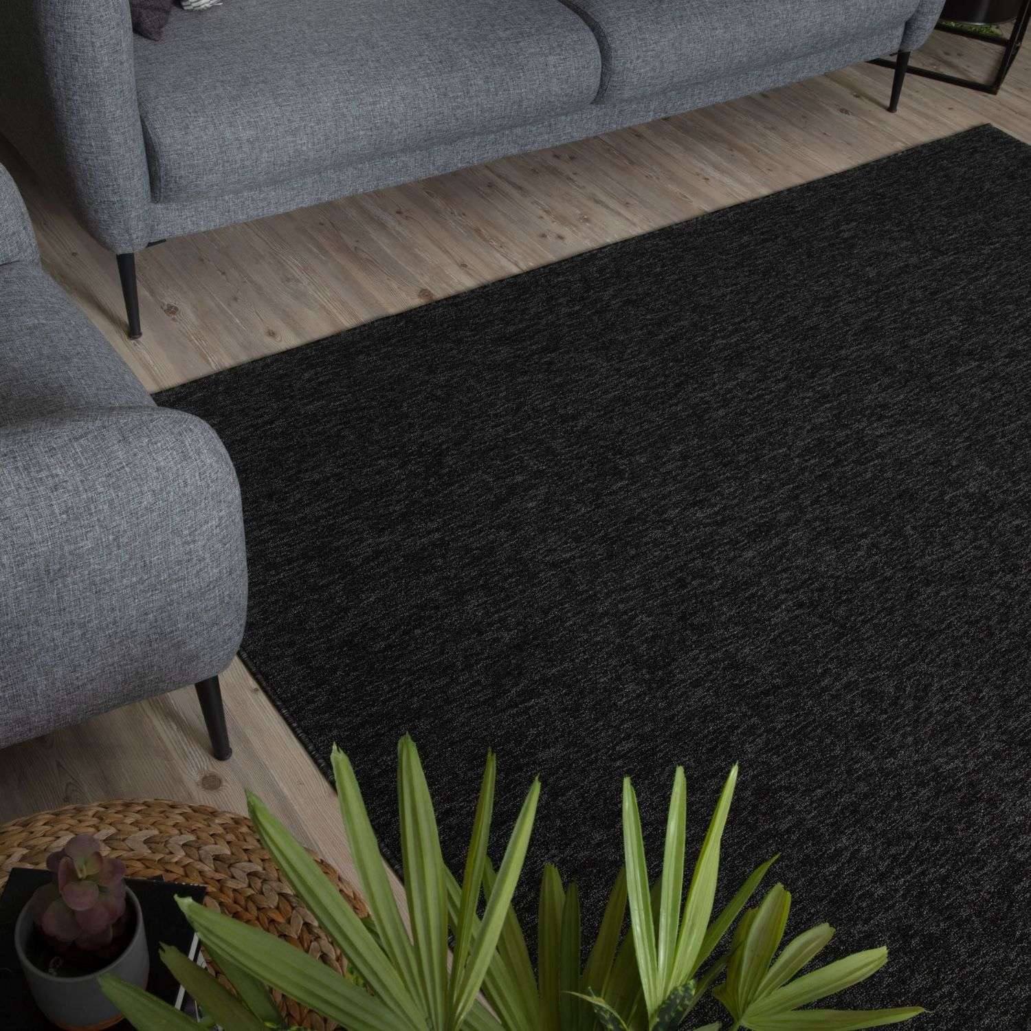 Flex Dark Grey Low Pile Solid Rug - PN Home