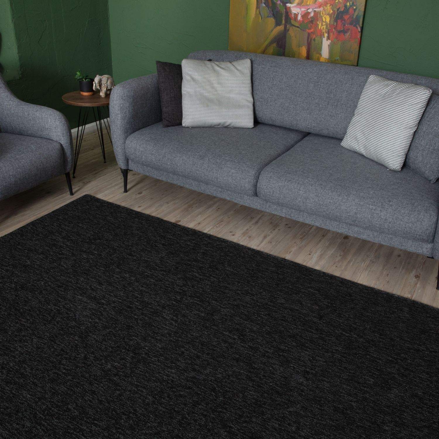 Flex Dark Grey Low Pile Solid Rug - PN Home