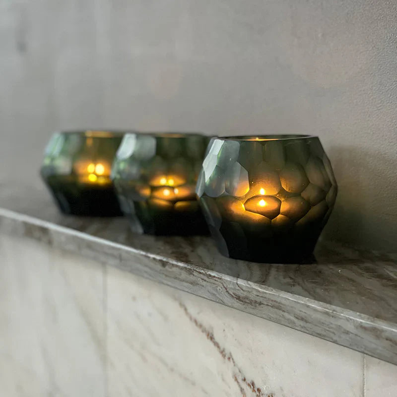 HEMATITE CANDLEHOLDER - H9 D11 cm - STEELGREEN - PN Home