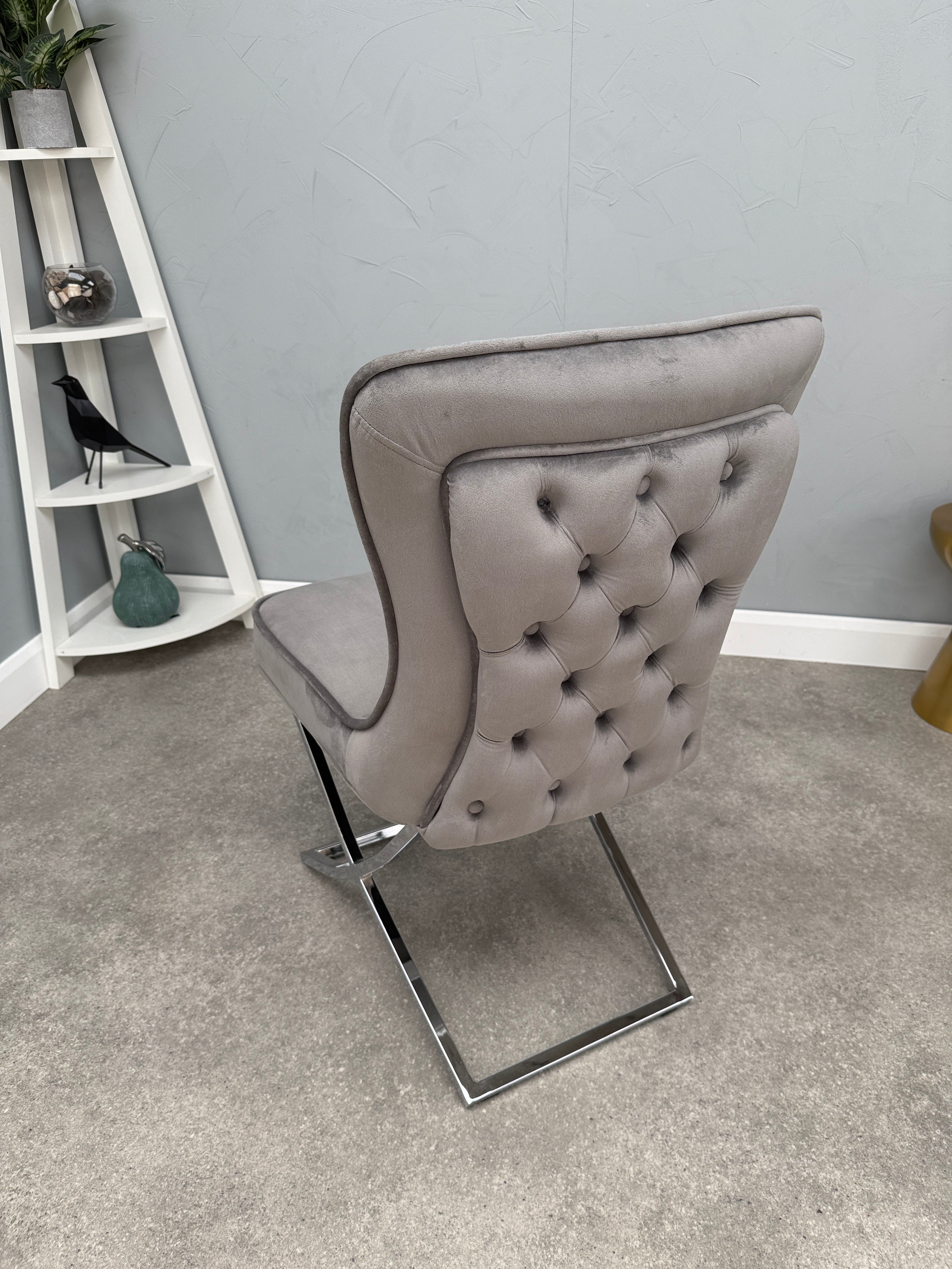 Trafalgar Velvet Dining Chair - Dark Grey