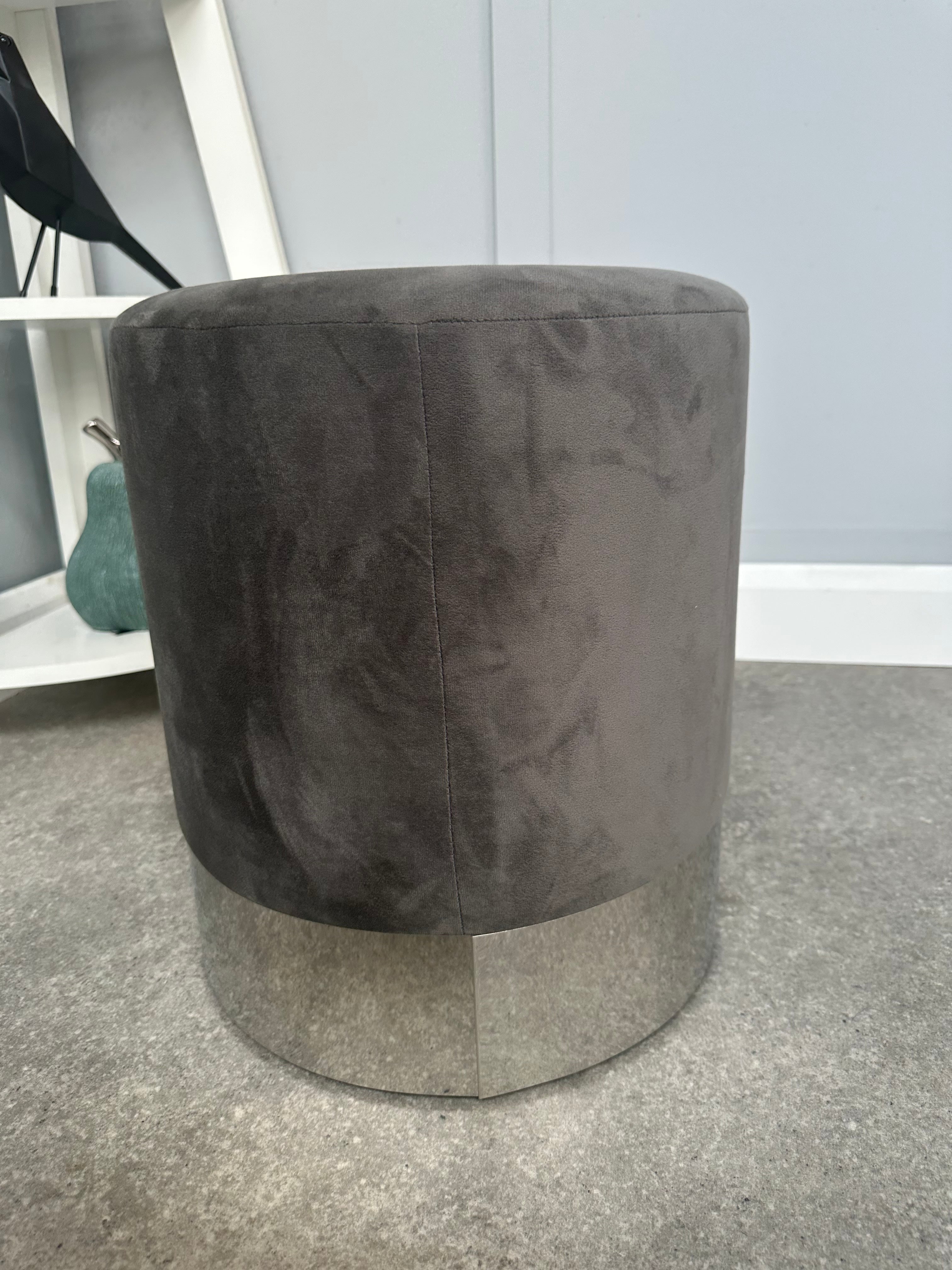Darlington Velvet Ottoman Dressing Table Seat - Grey