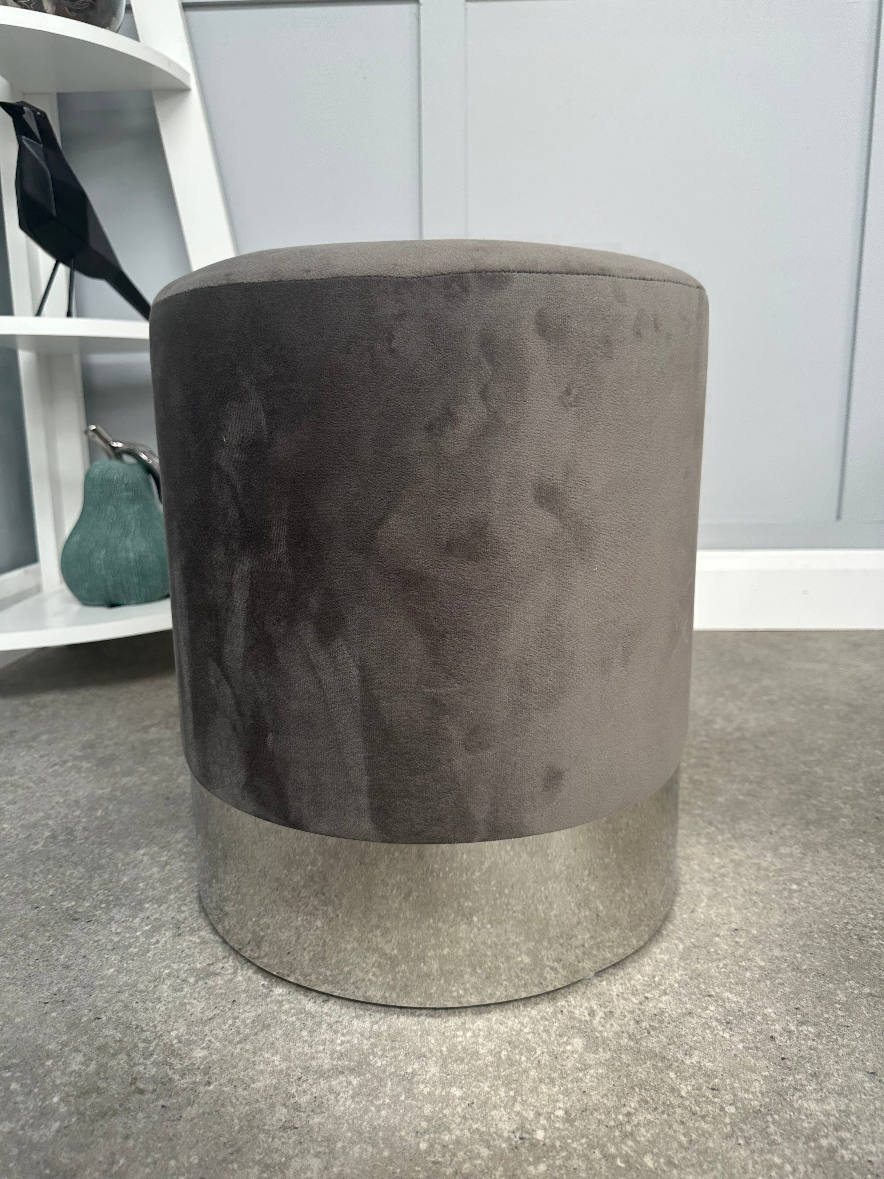 Darlington Velvet Ottoman Dressing Table Seat - Grey