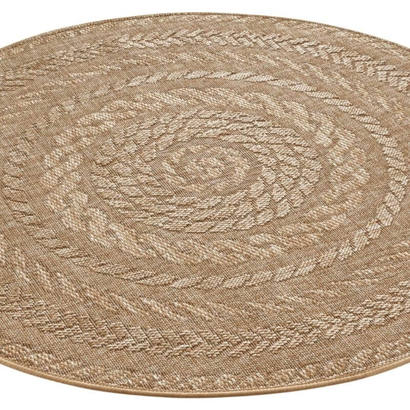 Indoor Outdoor Almendro Round Rug – Chevron Design - PN Home