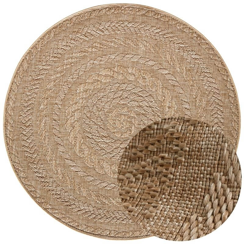 Indoor Outdoor Almendro Round Rug – Chevron Design - PN Home