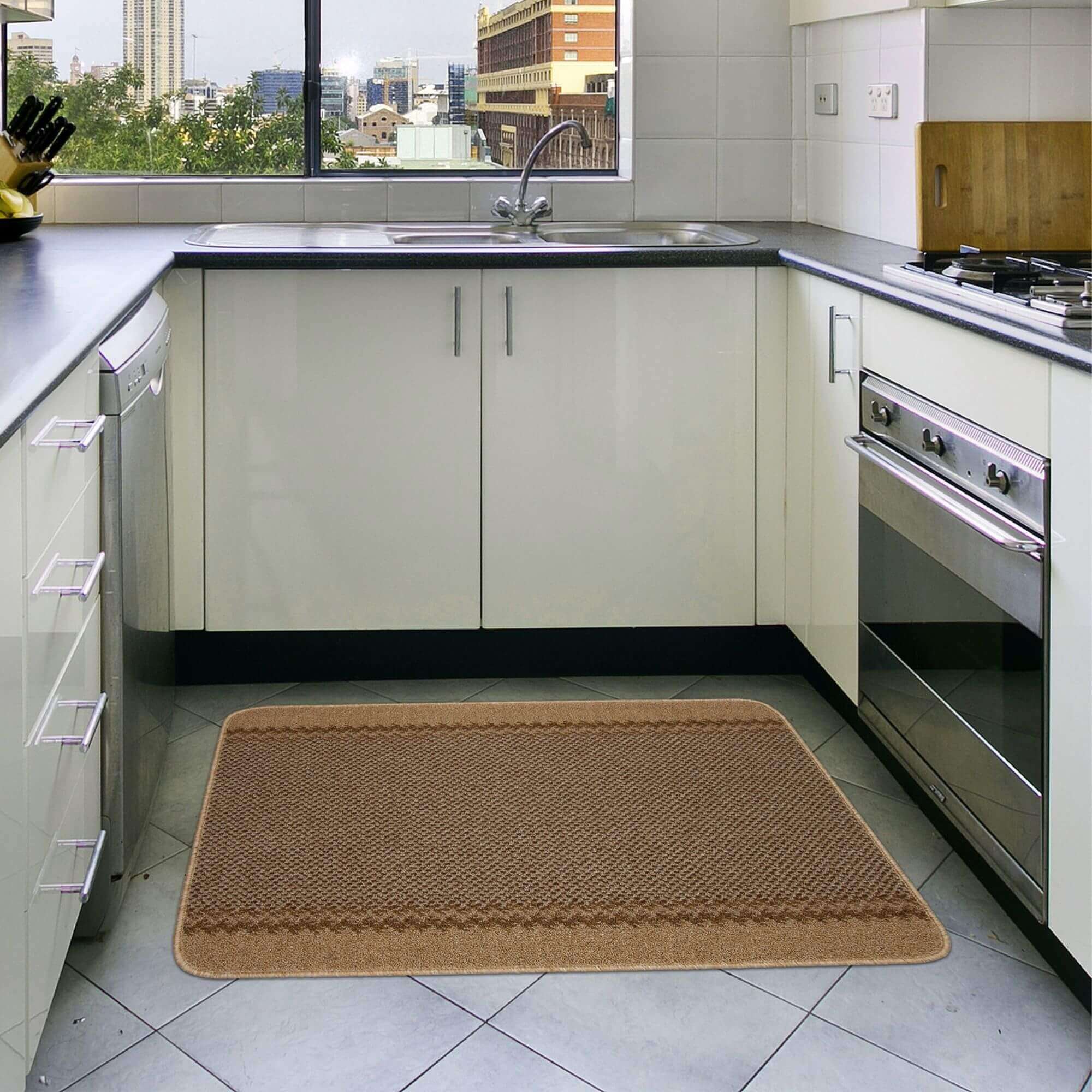 Washable Bordered Beige Rug | 116B - PN Home