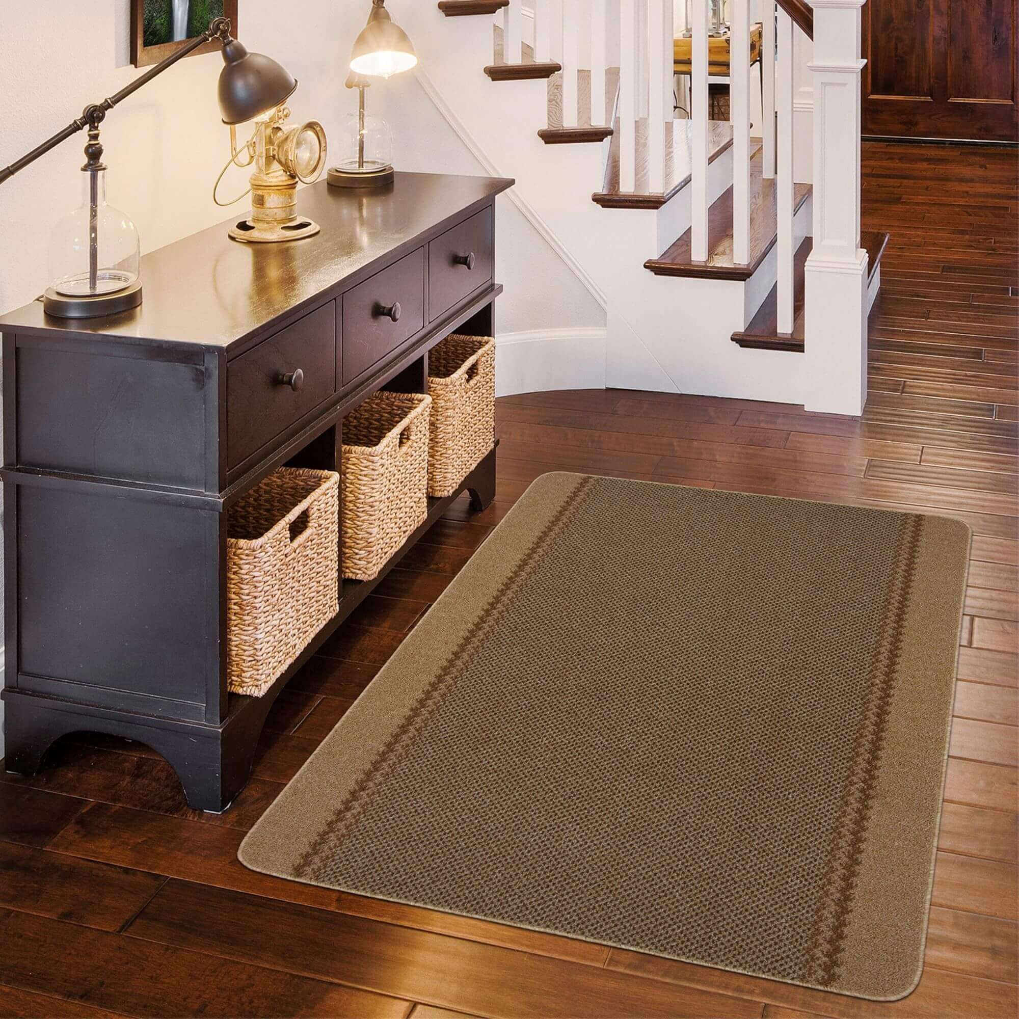 Washable Bordered Beige Rug | 116B - PN Home
