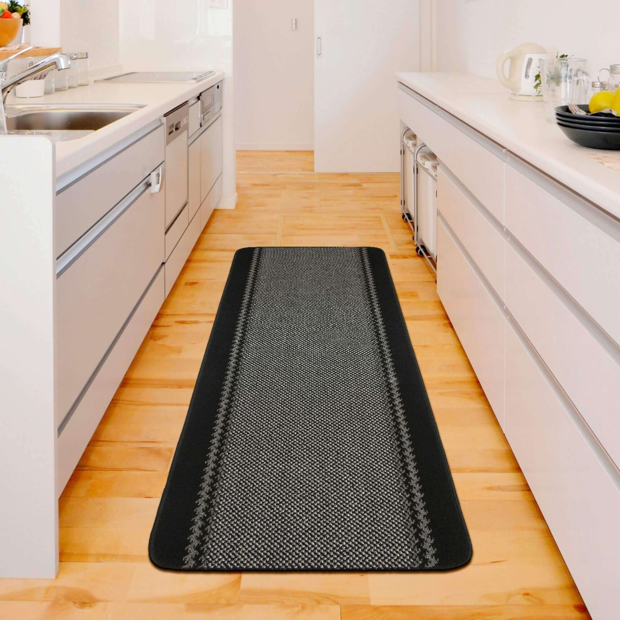 Washable Bordered Black Rug | 116Bl - PN Home