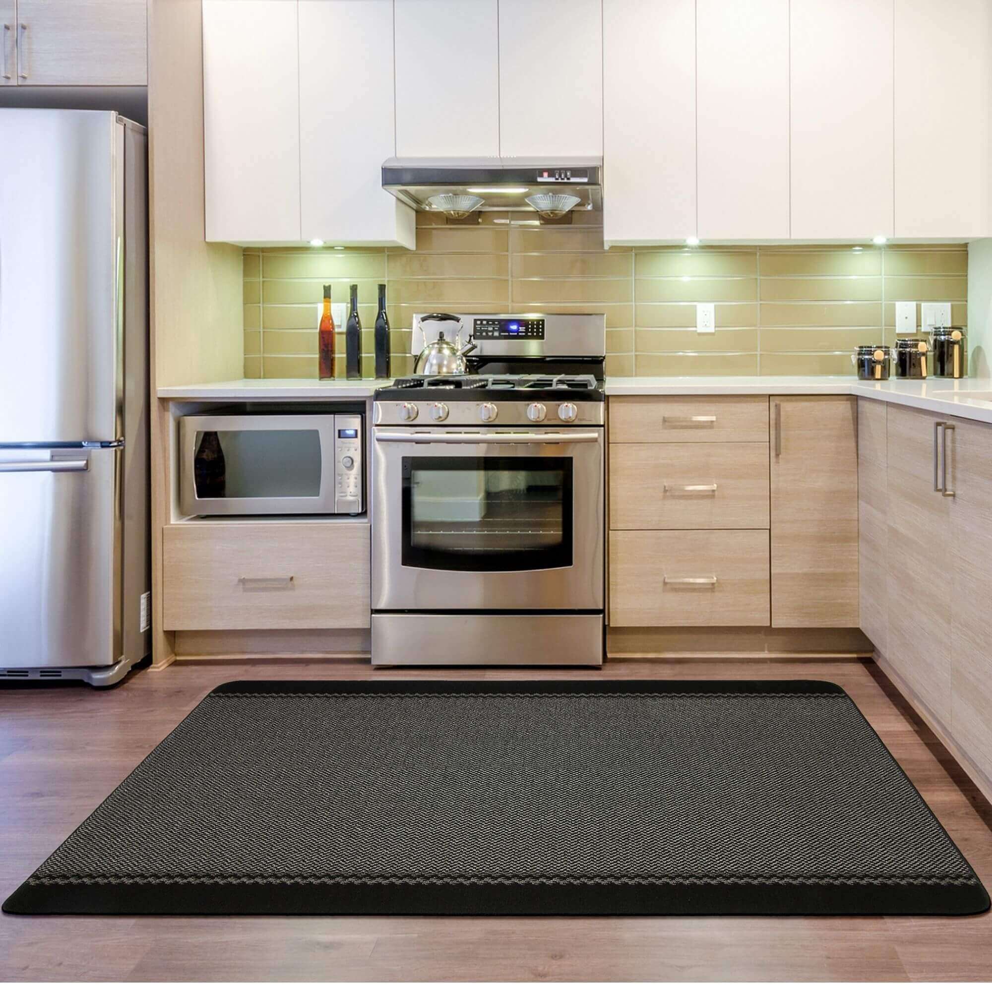 Washable Bordered Black Rug | 116Bl - PN Home