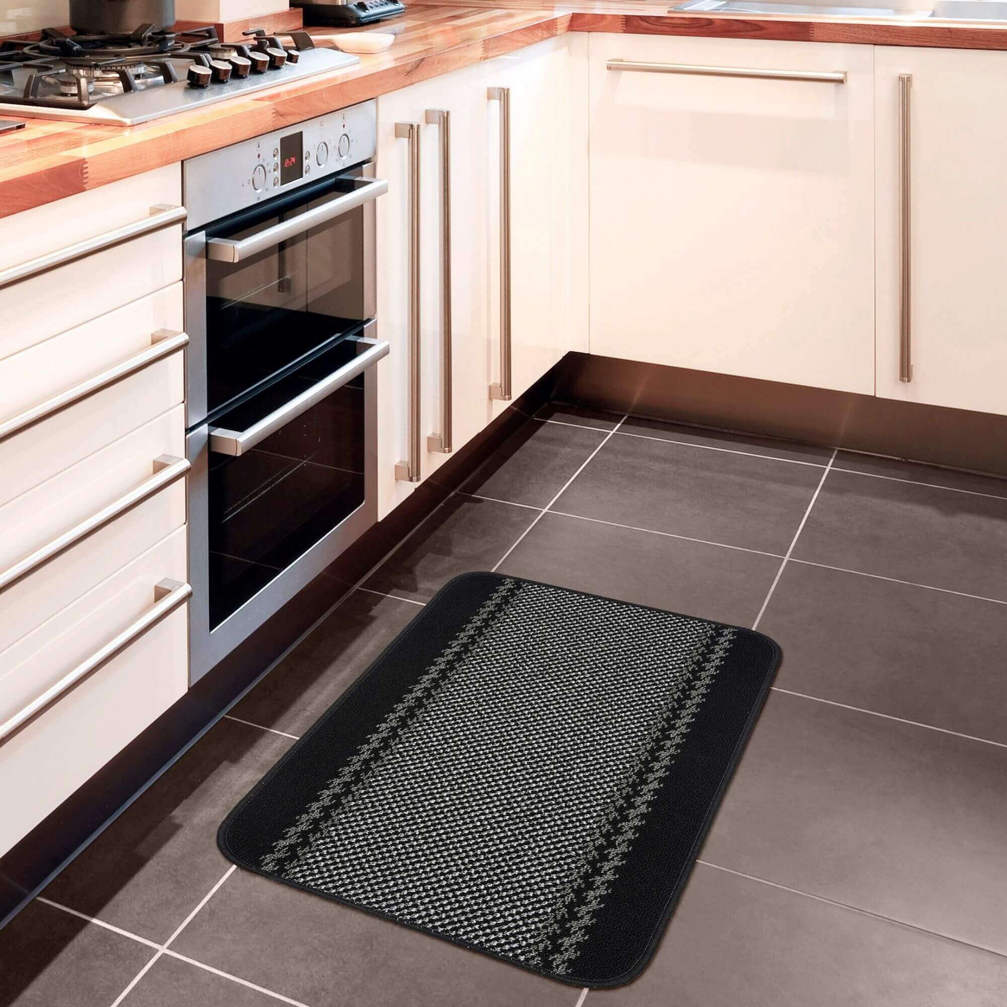 Washable Bordered Black Rug | 116Bl - PN Home