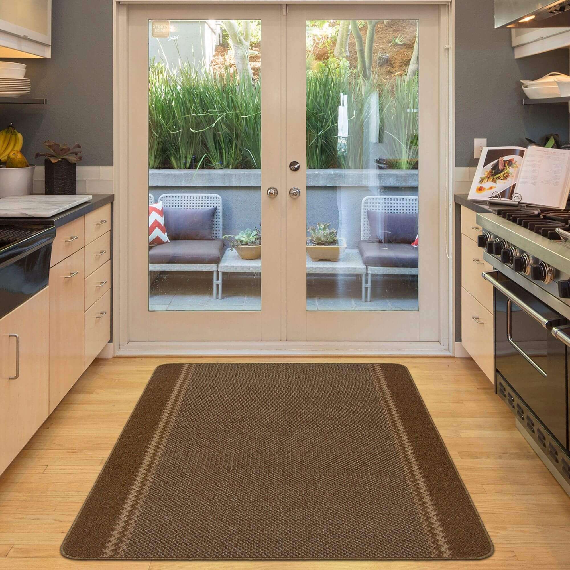 Washable Bordered Brown Rug | 116Br - PN Home