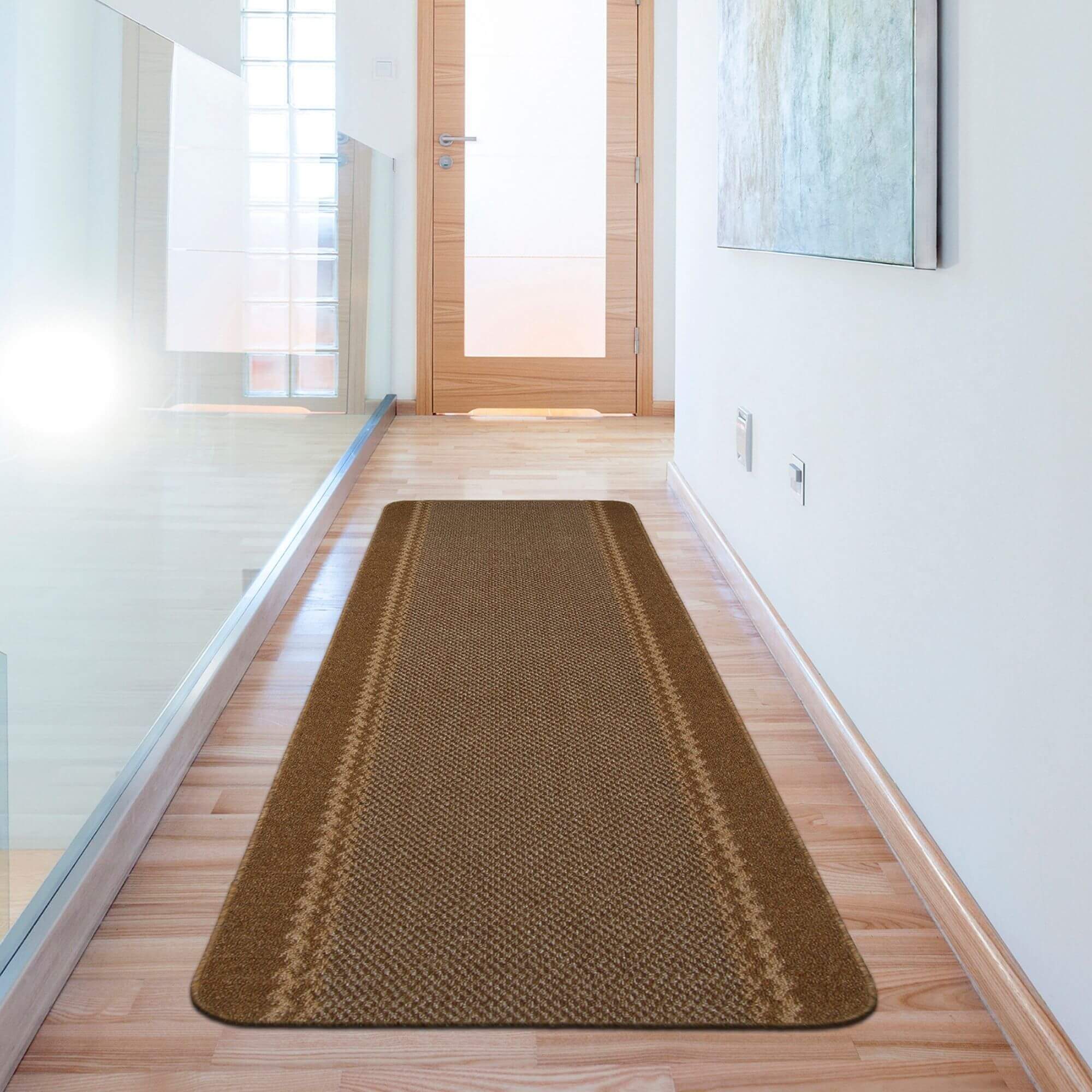 Washable Bordered Brown Rug | 116Br - PN Home