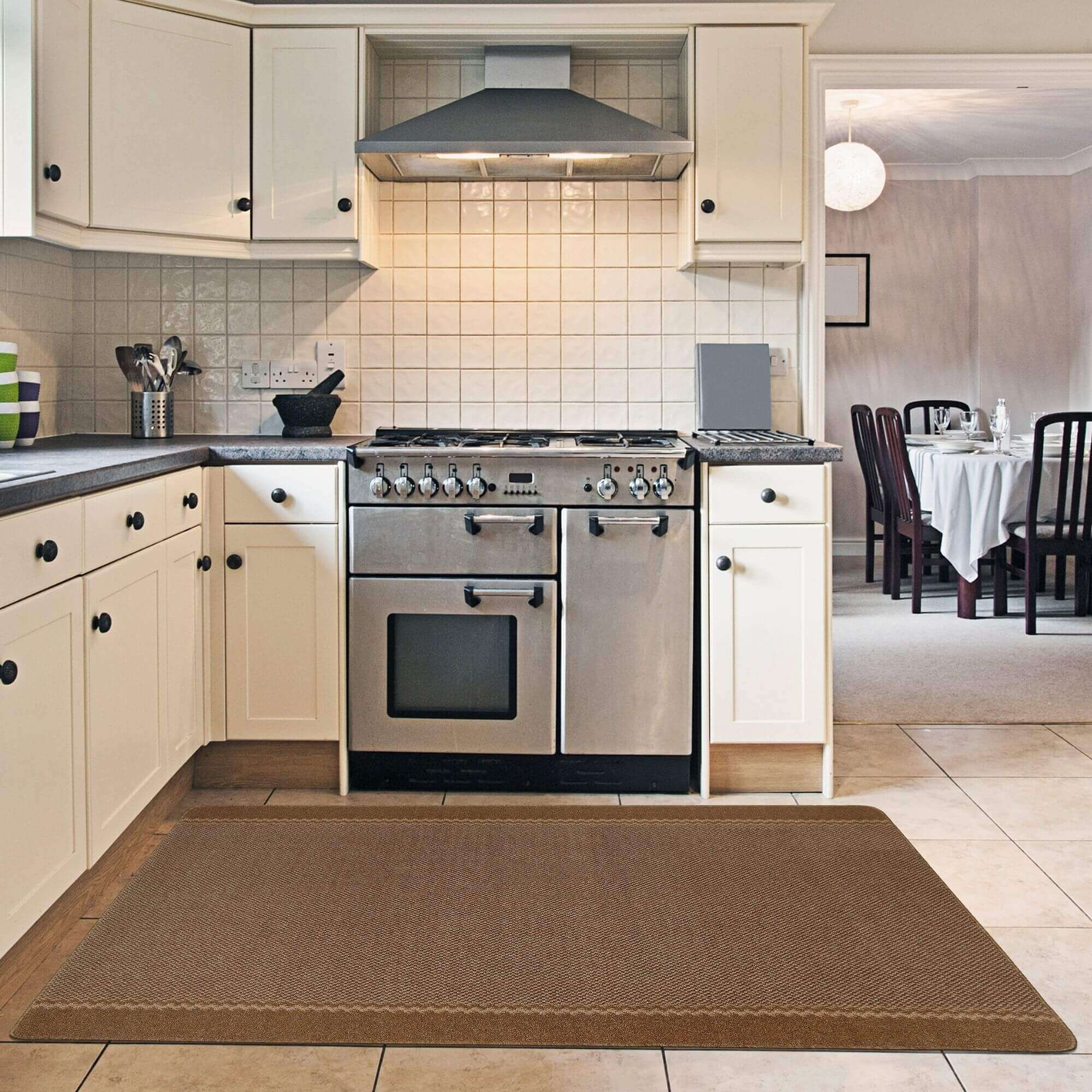 Washable Bordered Brown Rug | 116Br - PN Home