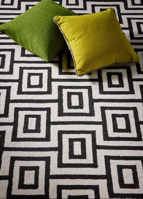 Wool Labyrinth Rug White and Black - PN Home