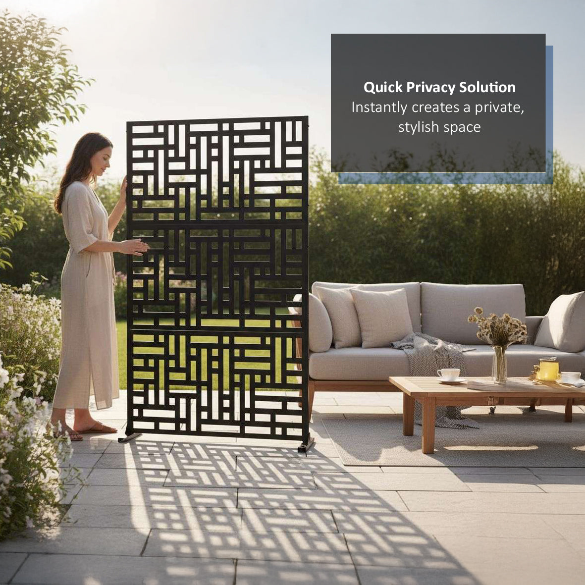 Metal Indoor/Outdoor Privacy Screen 90cm x 180cm - Maze - PN Home