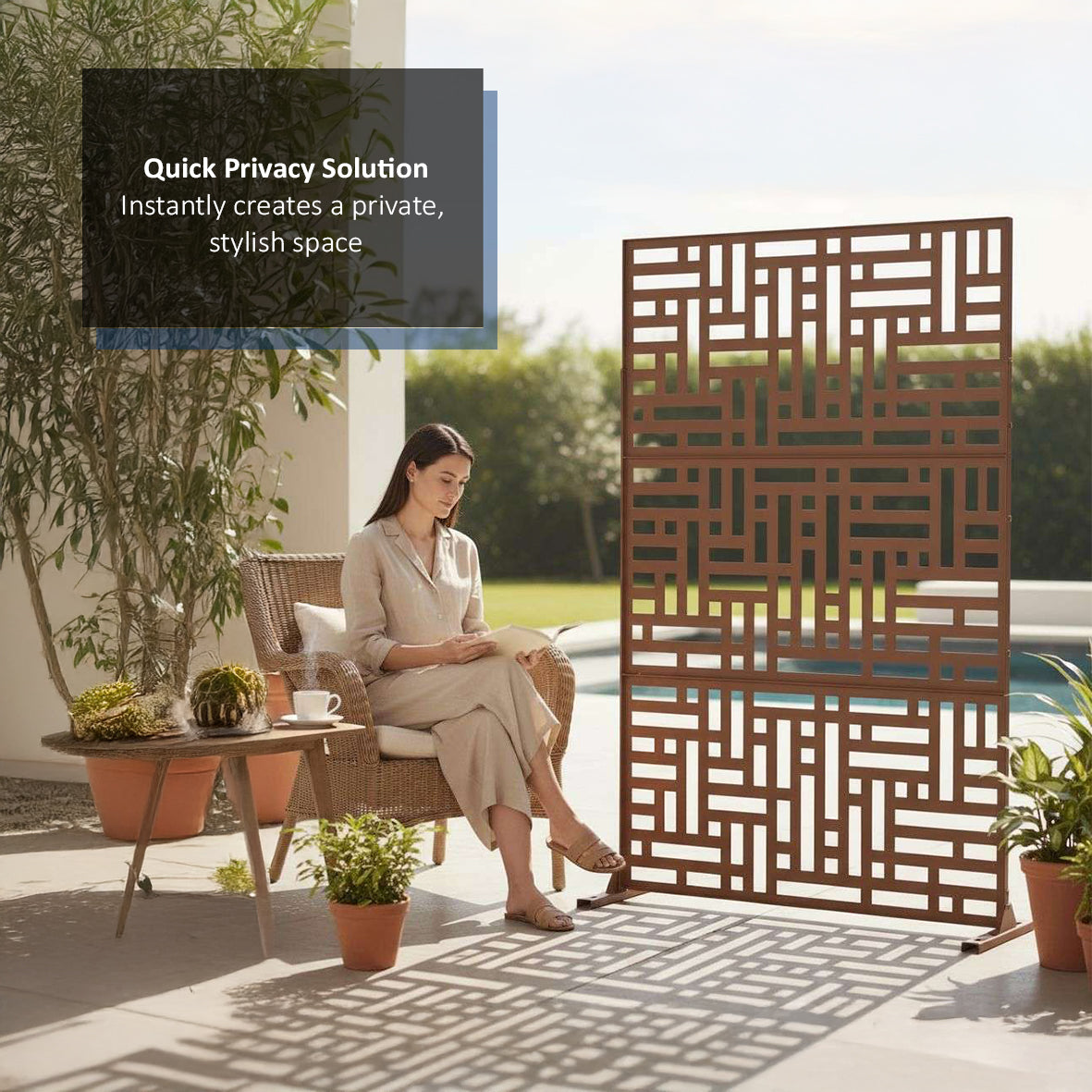 Metal Indoor/Outdoor Privacy Screen 90cm x 180cm - Maze - PN Home
