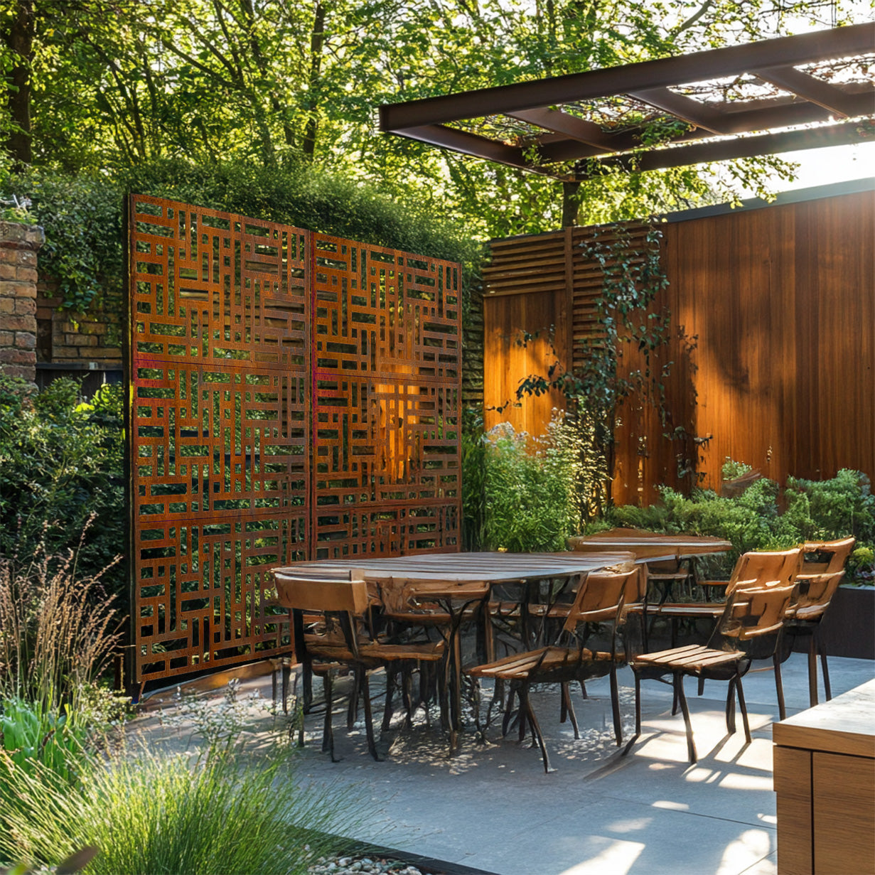 Metal Indoor/Outdoor Privacy Screen 90cm x 180cm - Maze - PN Home