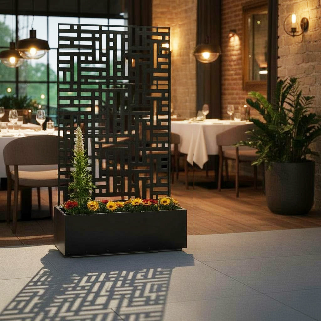 Metal Indoor/Outdoor Privacy Screen with Plant Pot - 90cm x 180cm - PN Home