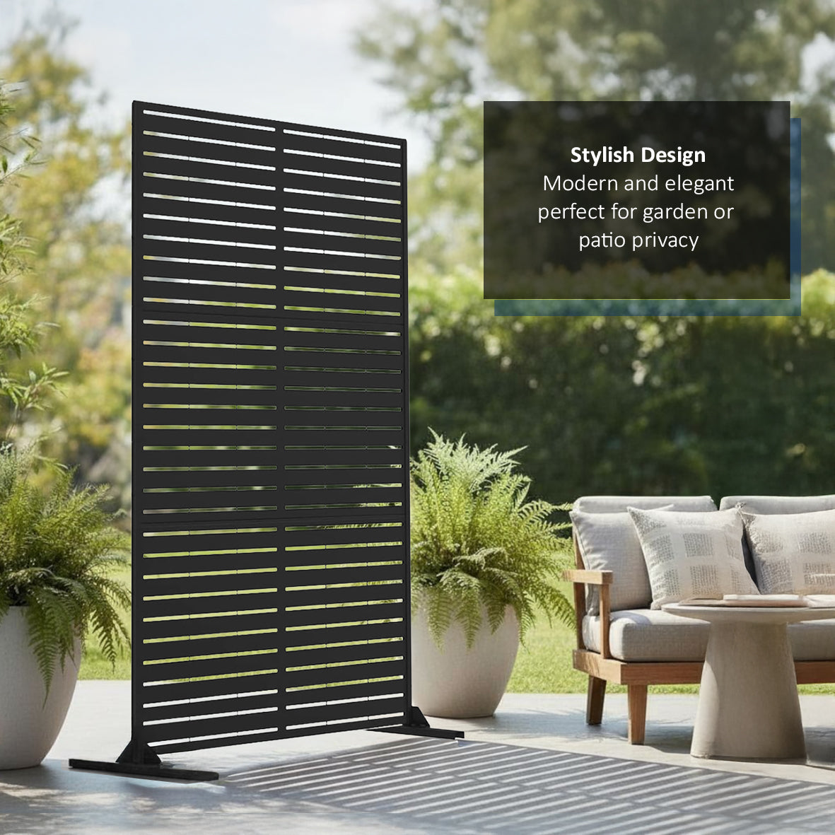 Metal Indoor/Outdoor Privacy Screen 90cm x 180cm - Slats - PN Home