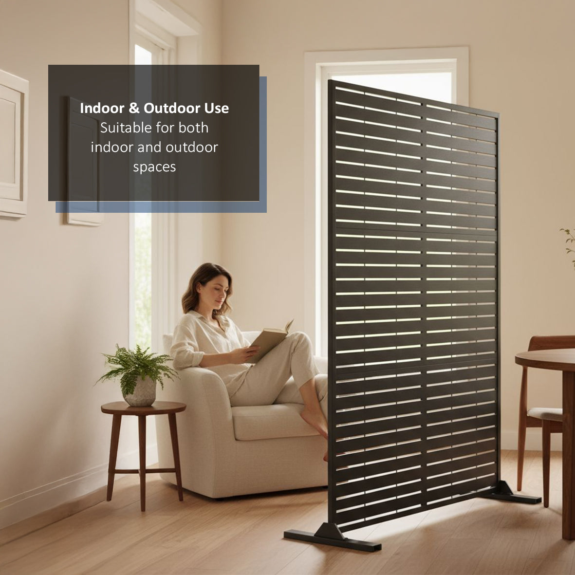 Metal Indoor/Outdoor Privacy Screen 90cm x 180cm - Slats - PN Home
