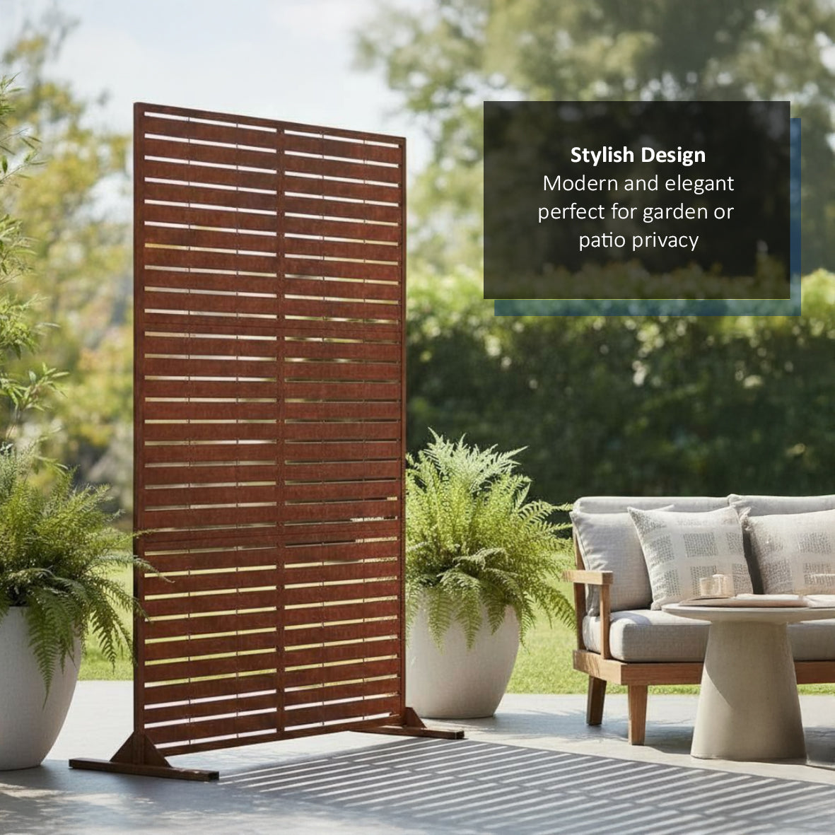 Metal Indoor/Outdoor Privacy Screen 90cm x 180cm - Slats - PN Home