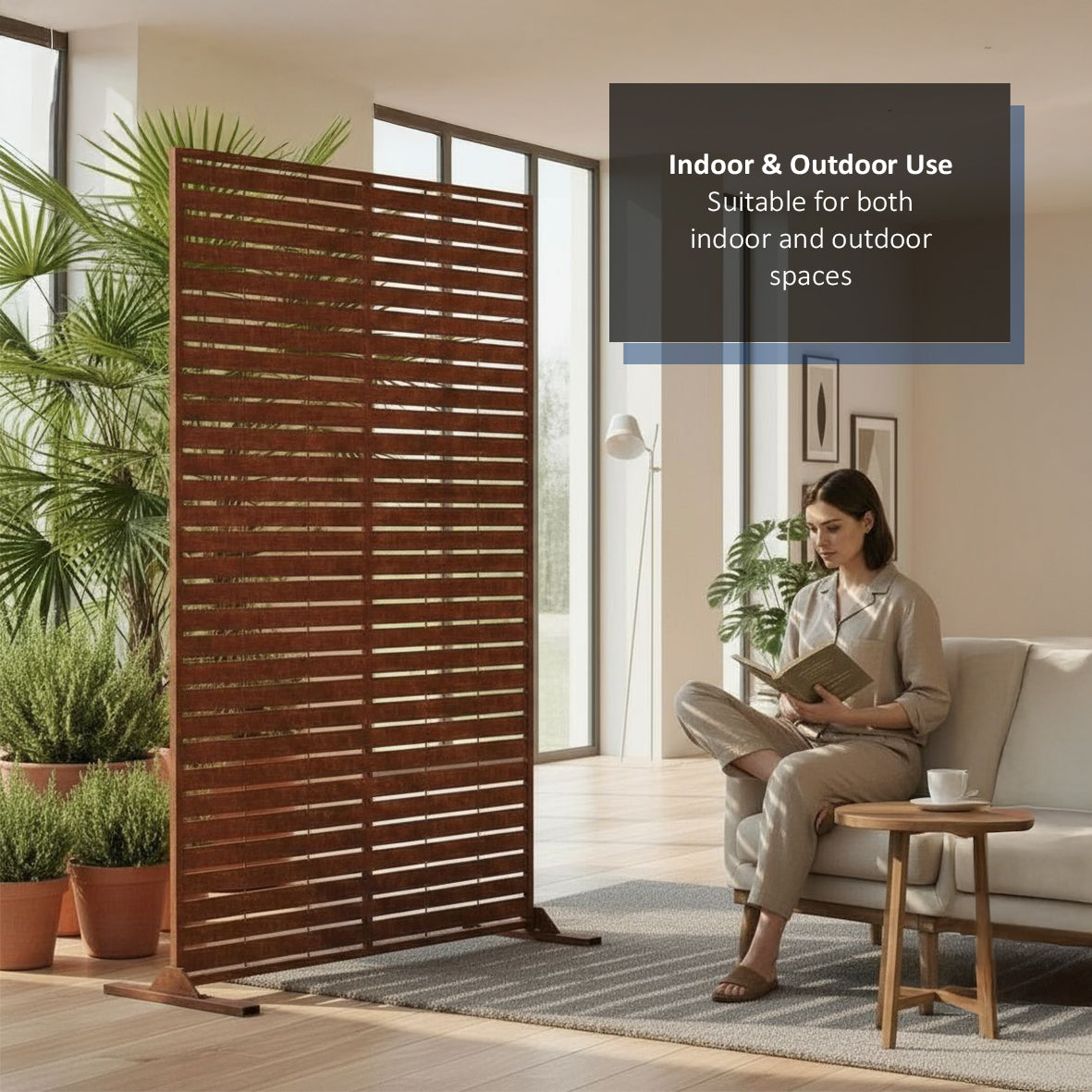 Metal Indoor/Outdoor Privacy Screen 90cm x 180cm - Slats - PN Home