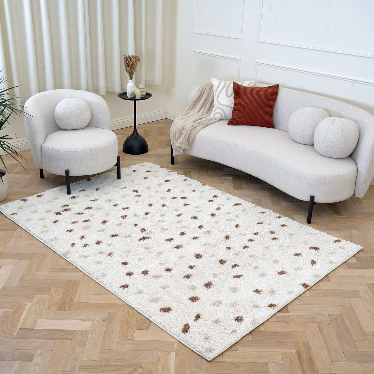 Moodi Shaggy Cream/Terra Biscotti Rug - PN Home