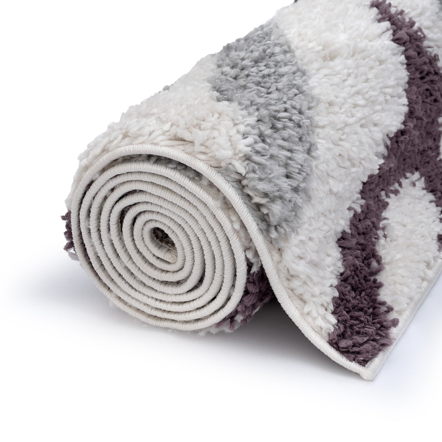 Moodi Shaggy Grey/Purple Mauvine Rug - PN Home