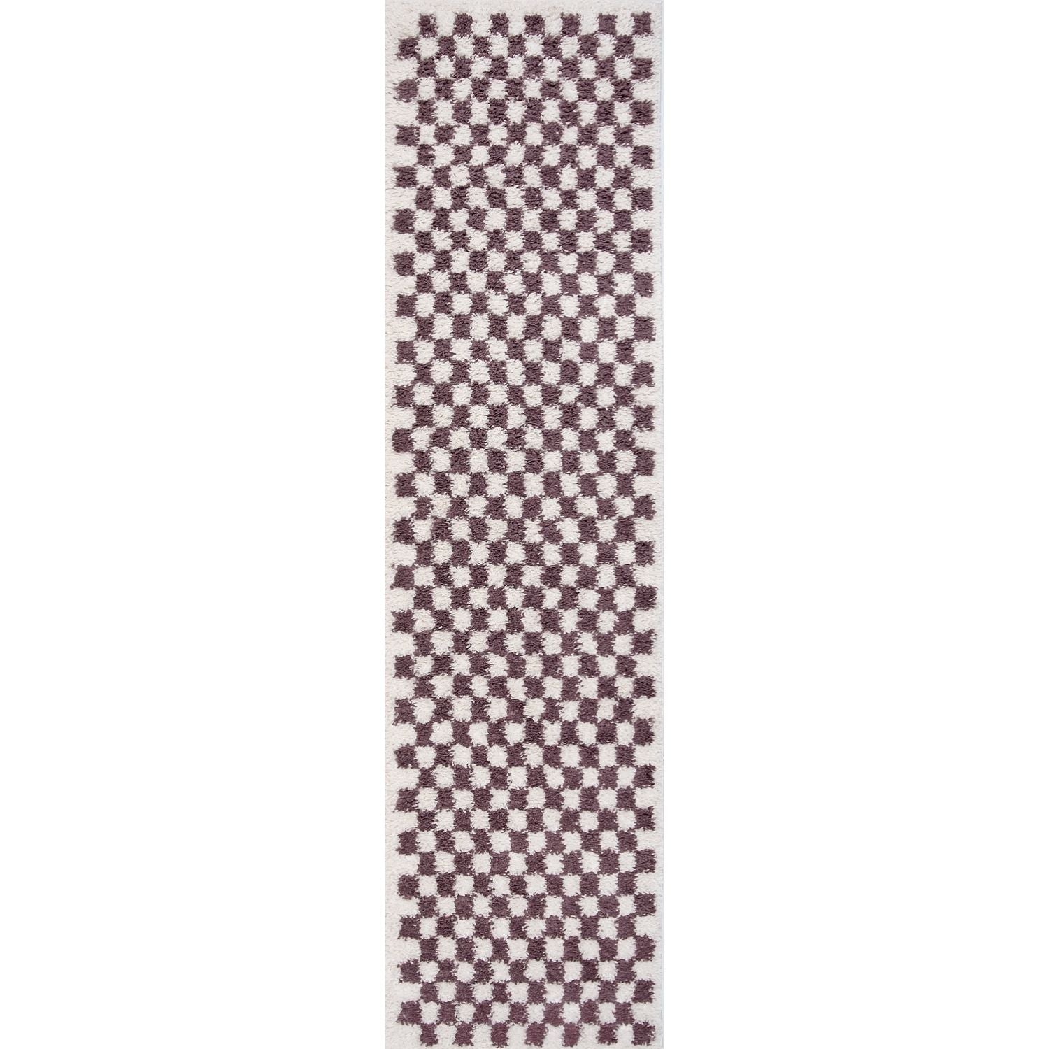 Moodi Shaggy Purple Mosscheck Rug - PN Home