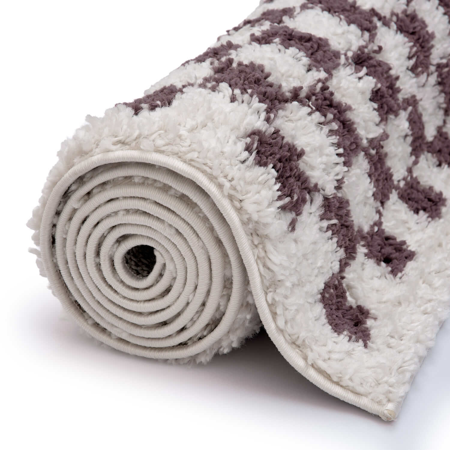 Moodi Shaggy Purple Mosscheck Rug - PN Home