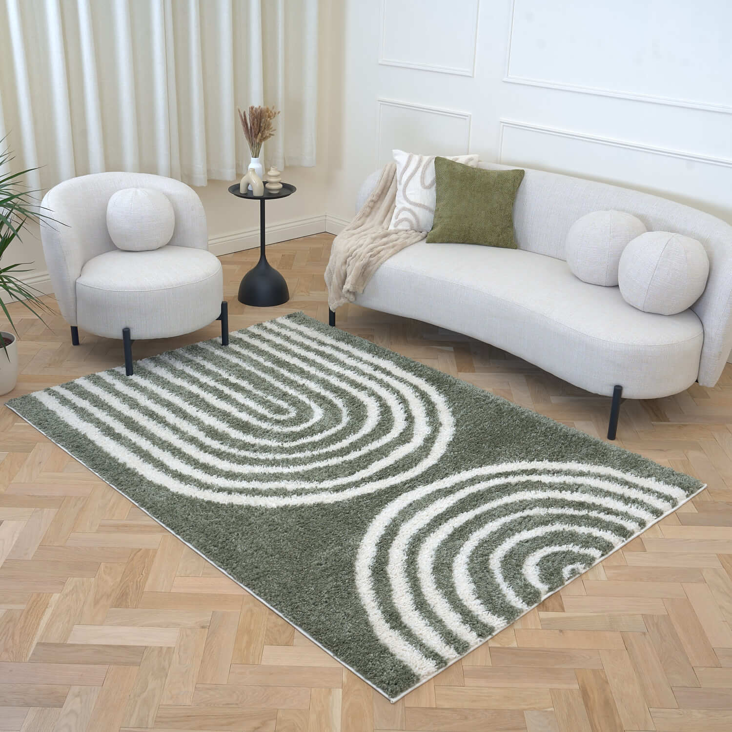 Moodi Shaggy Green Reverie Rug - PN Home