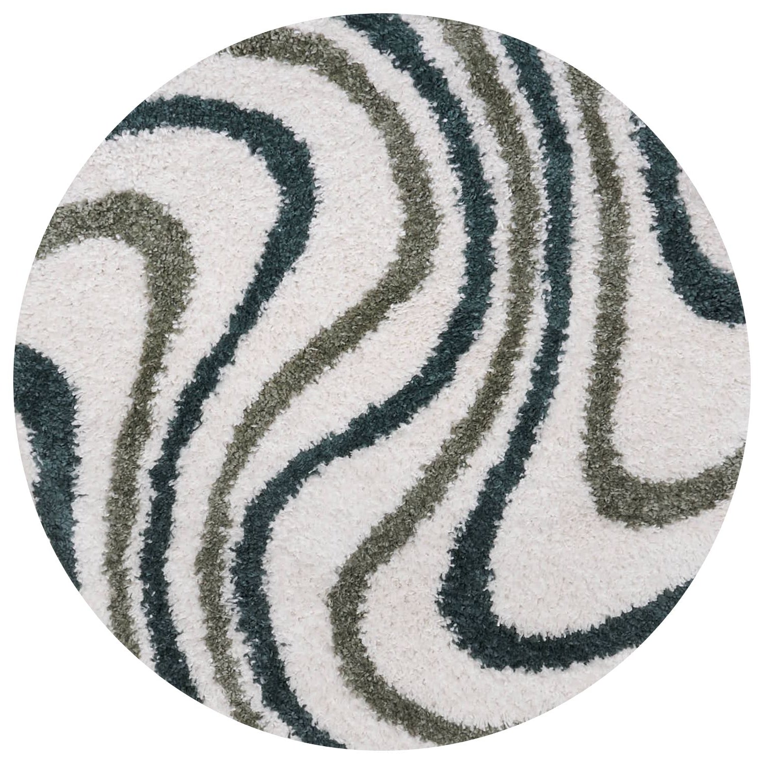 Moodi Shaggy Green Rippletide Rug - PN Home