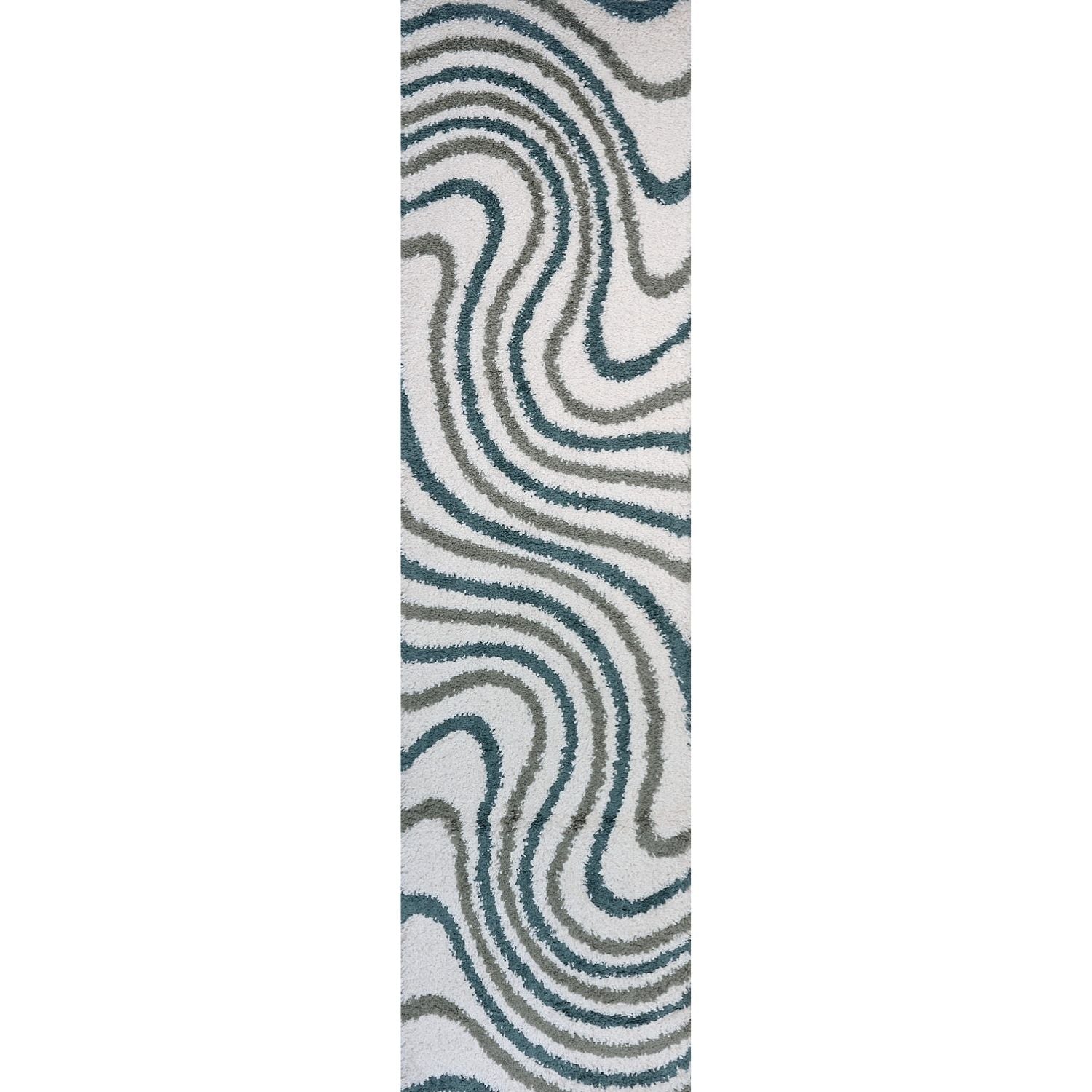 Moodi Shaggy Green Rippletide Rug - PN Home