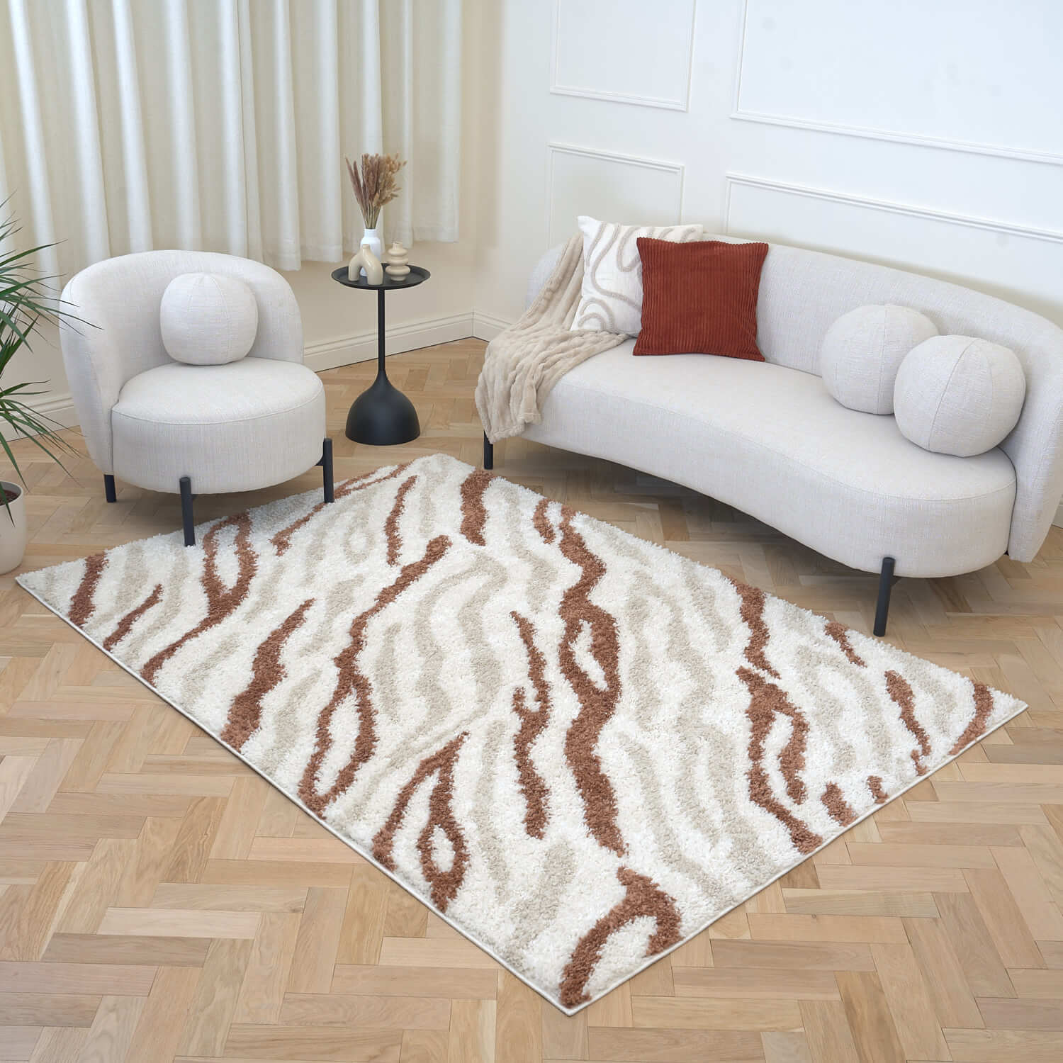 Moodi Shaggy Cream/Terra Savara Rug - PN Home