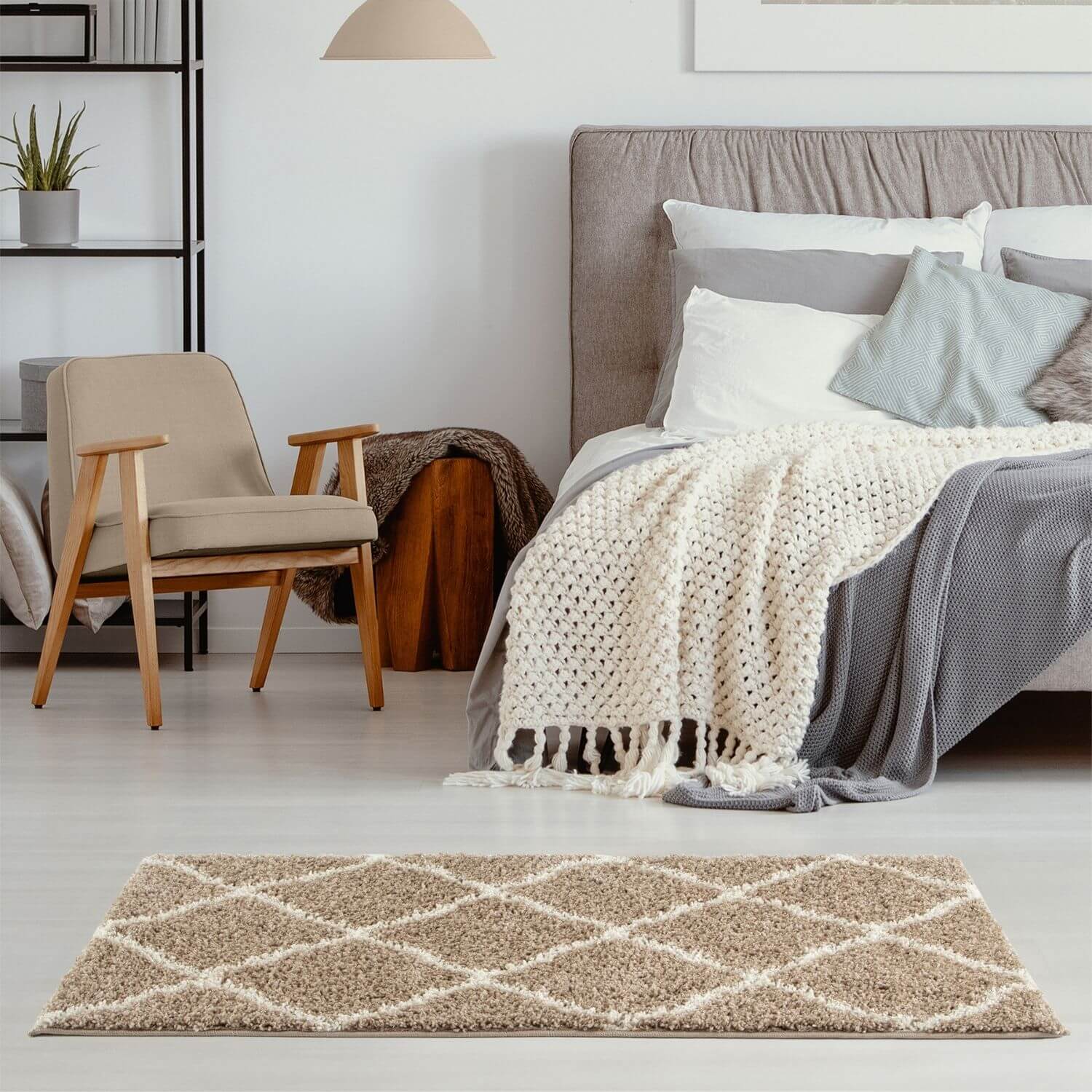 Moroccan Beige Shaggy Rug | 720 - PN Home