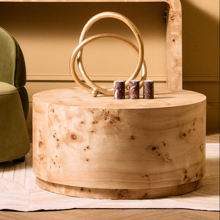 Mota Burl Wood Design Round Coffee Table - PN Home