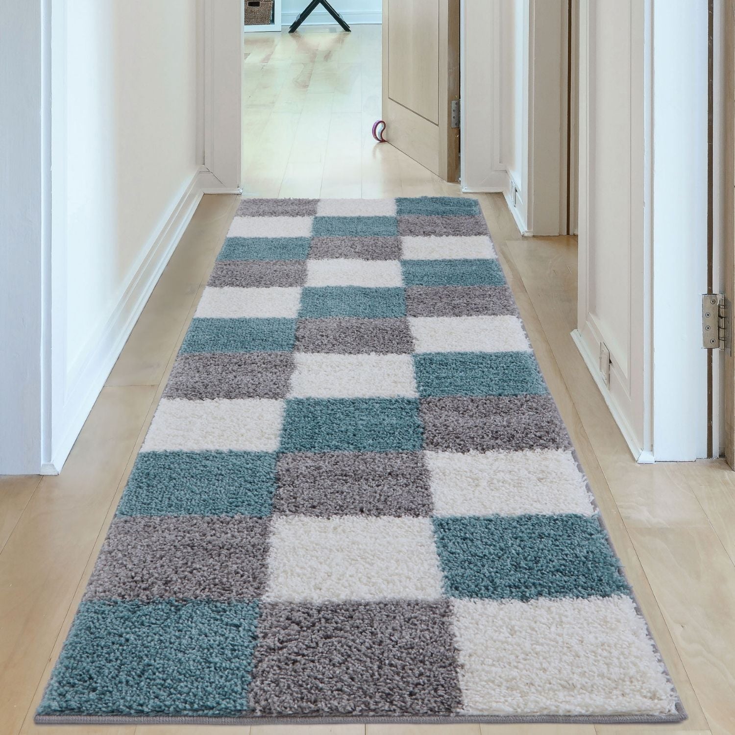 Myshaggy Geometric Duck Egg Blue Rug - PN Home