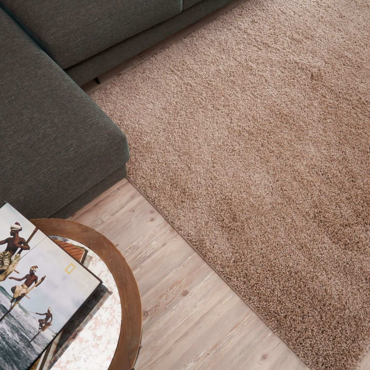 Myshaggy Solid Beige Rug - PN Home