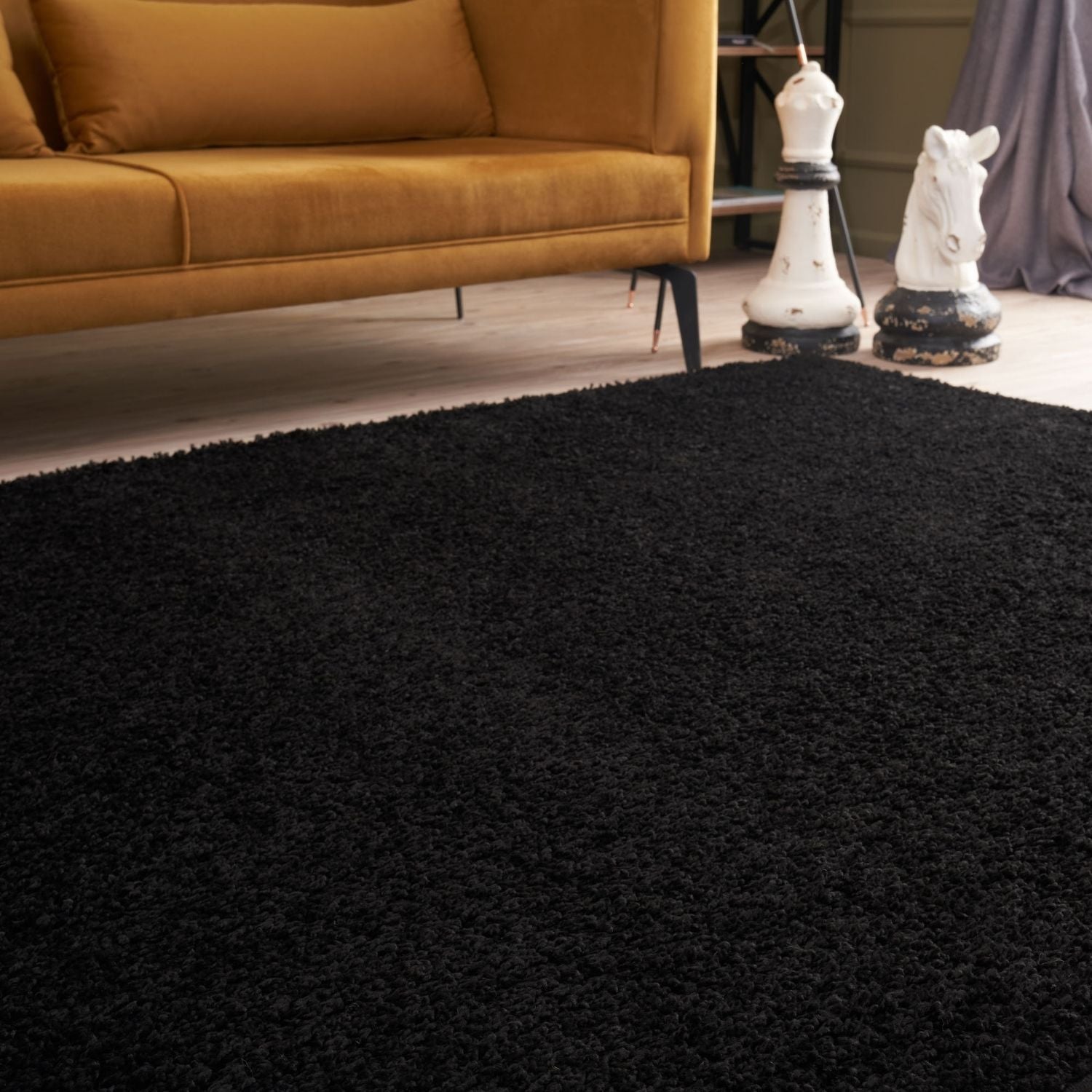 Myshaggy Solid Black Rug - PN Home