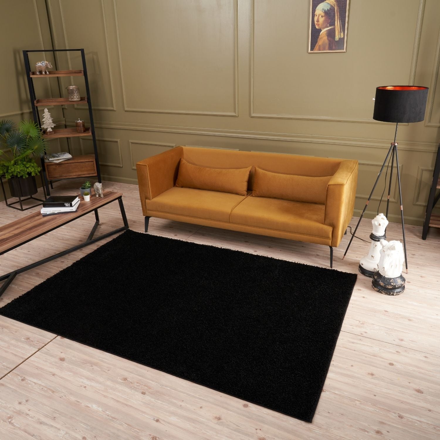 Myshaggy Solid Black Rug - PN Home
