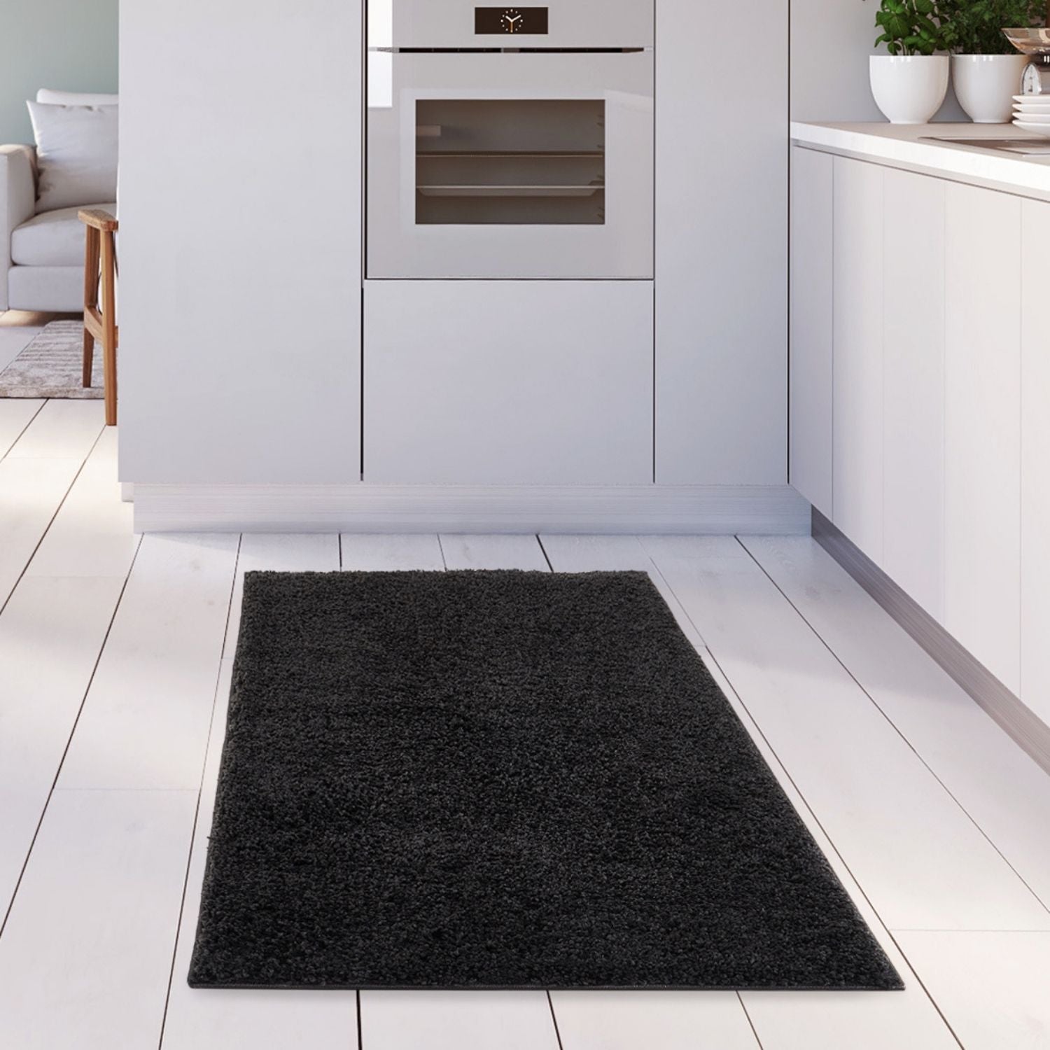 Myshaggy Solid Black Rug - PN Home