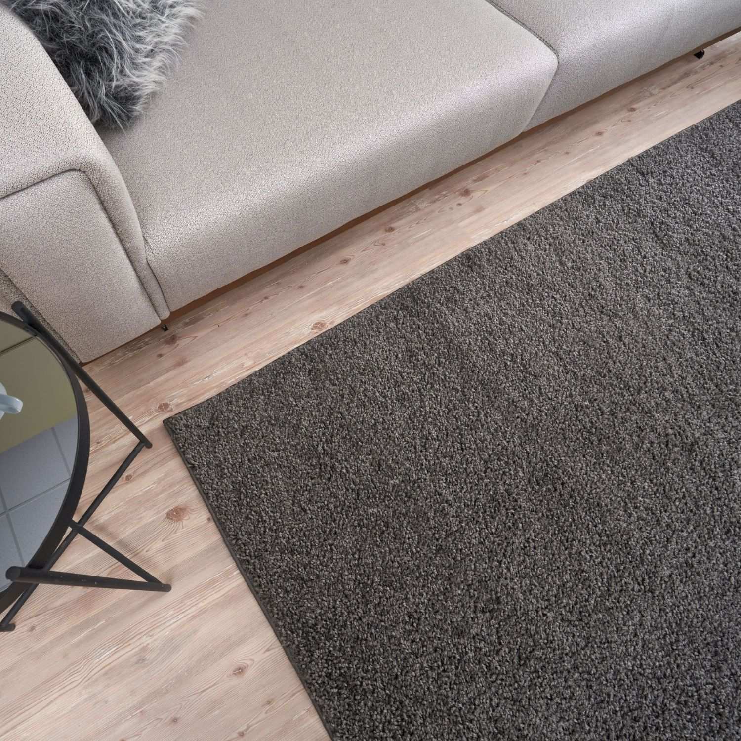 Myshaggy Solid Dark Grey Rug - PN Home