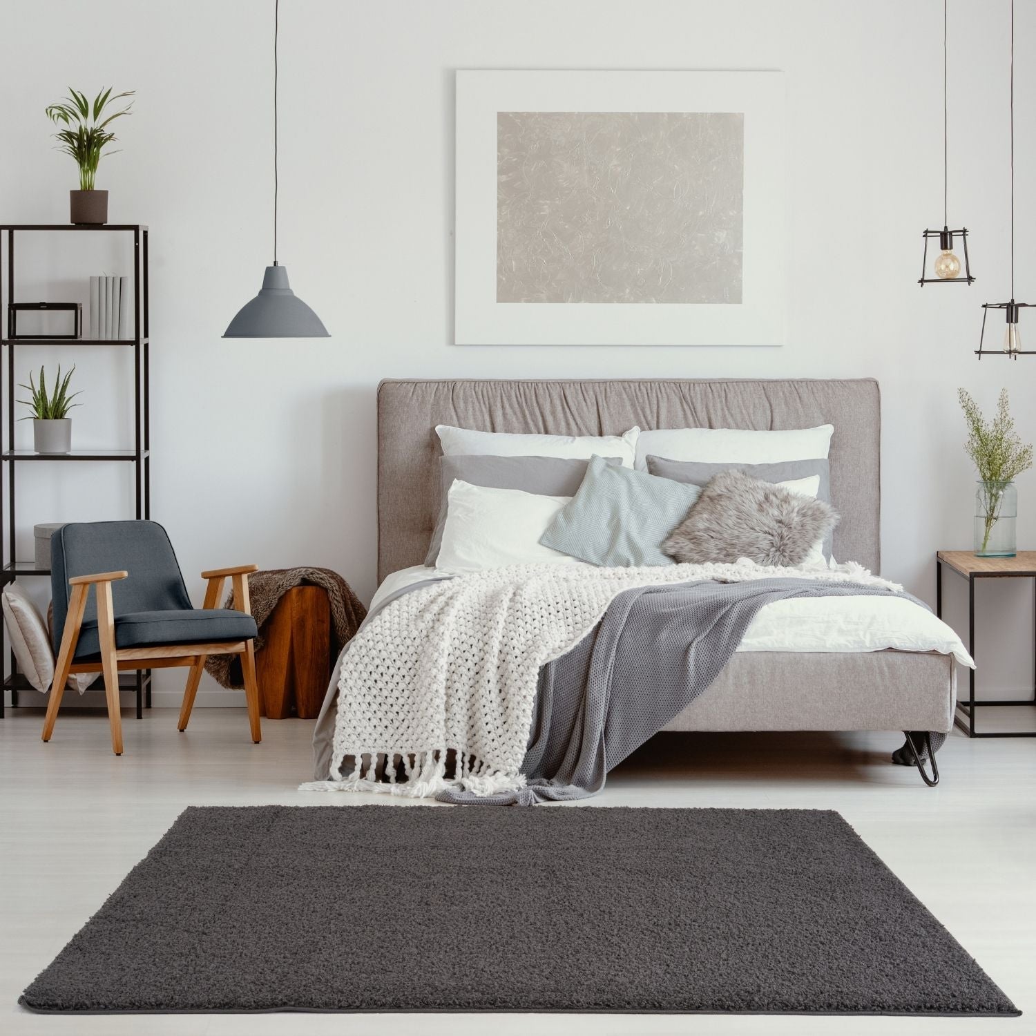 Myshaggy Solid Dark Grey Rug - PN Home